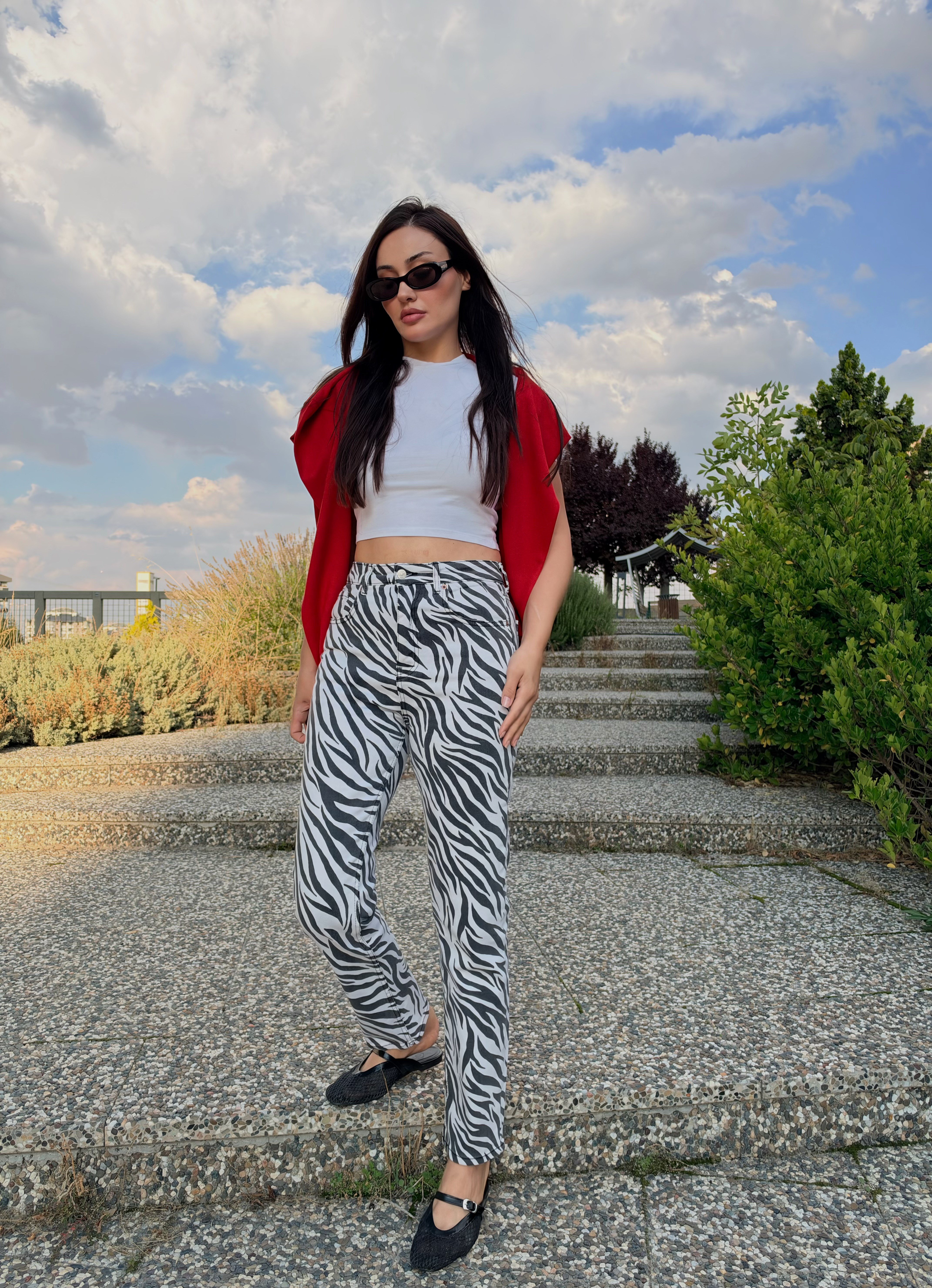 ZR BOYFRIEND ZEBRA DESEN JEAN