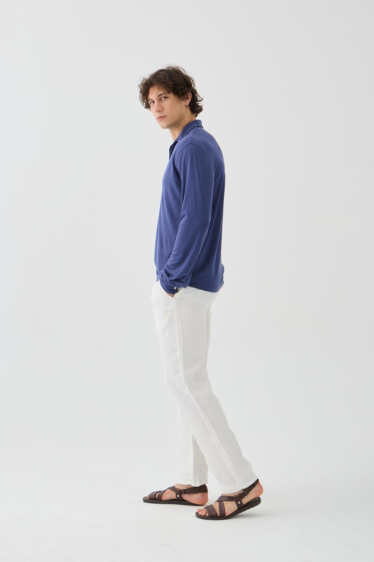 Halikarnas Keten Beyaz Jogger Pantalon