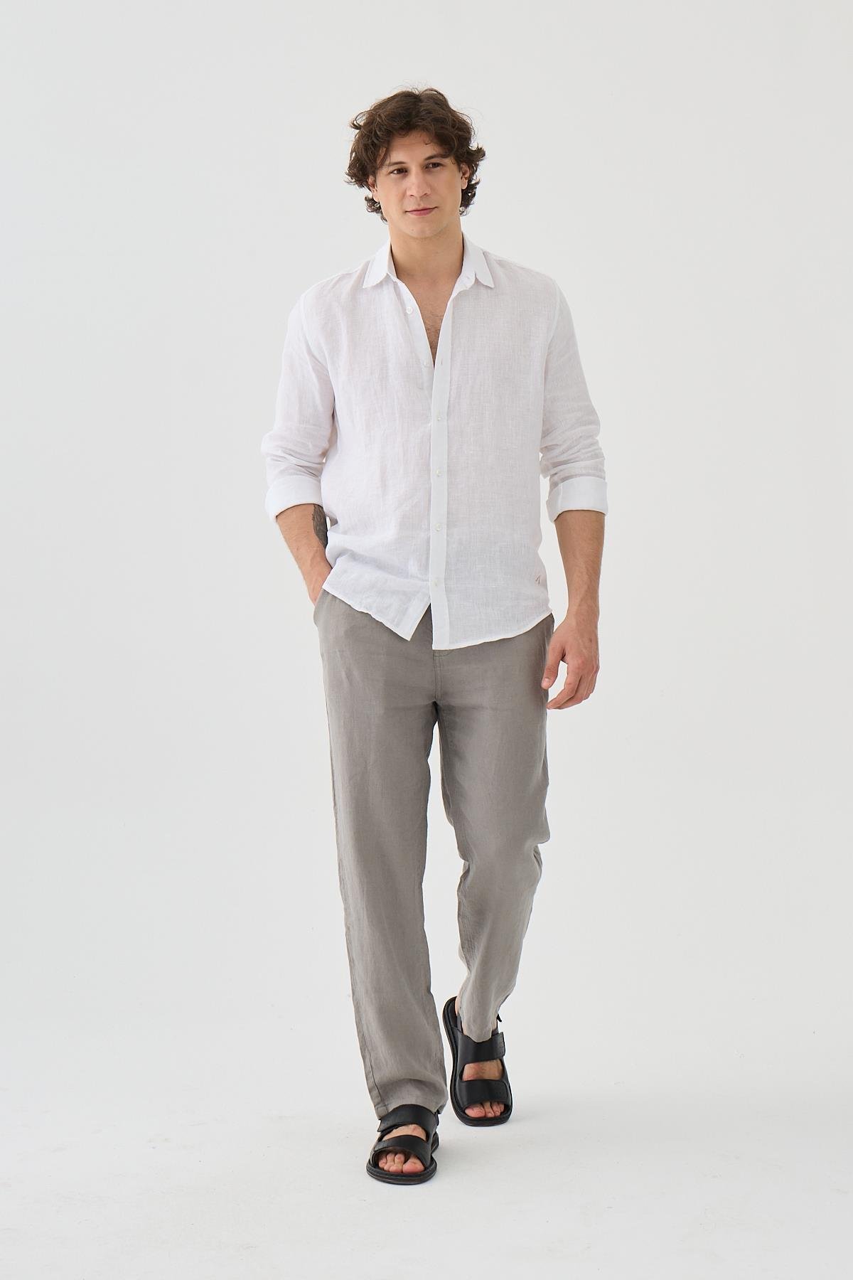Halikarnas Keten Gri Jogger Pantalon