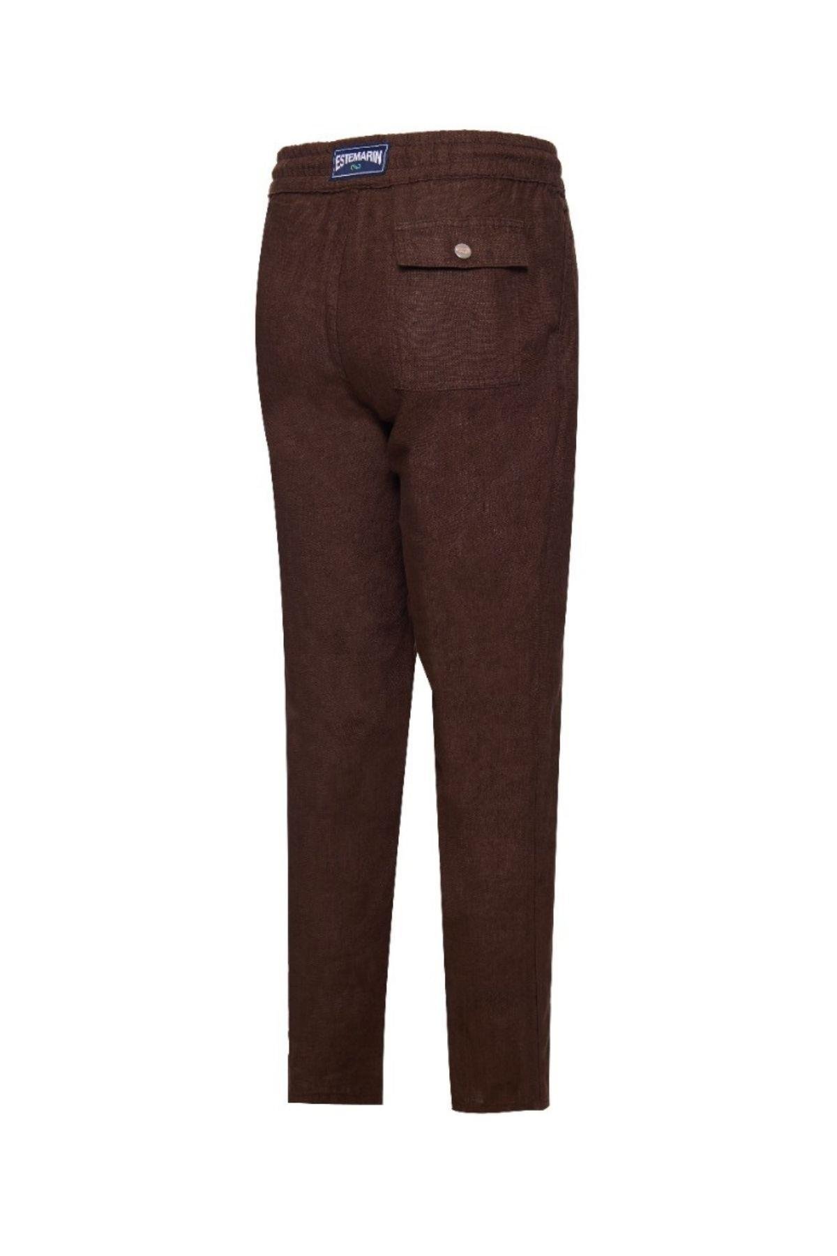 Halikarnas Keten Kahverengi Jogger Pantalon