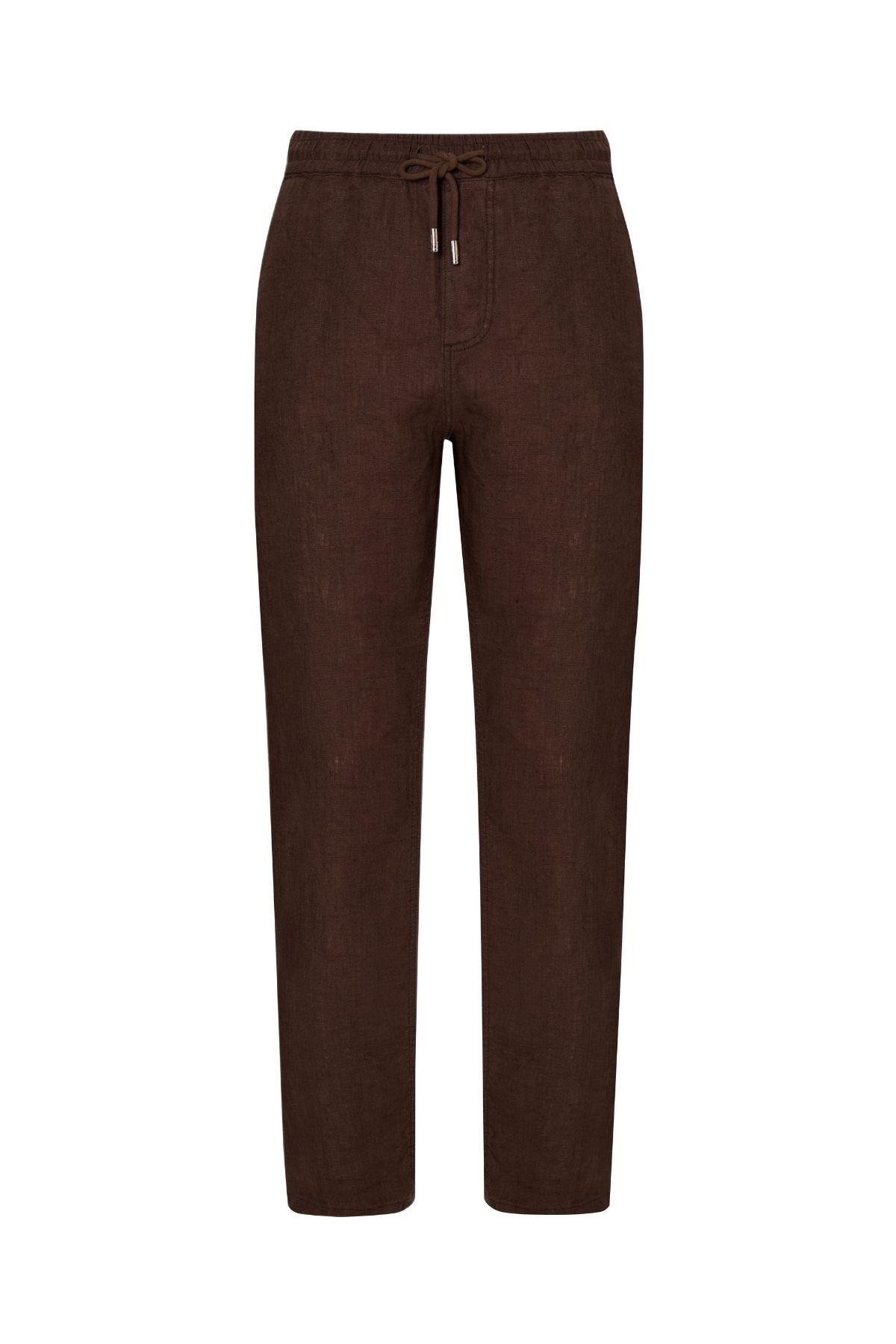 Halikarnas Keten Kahverengi Jogger Pantalon