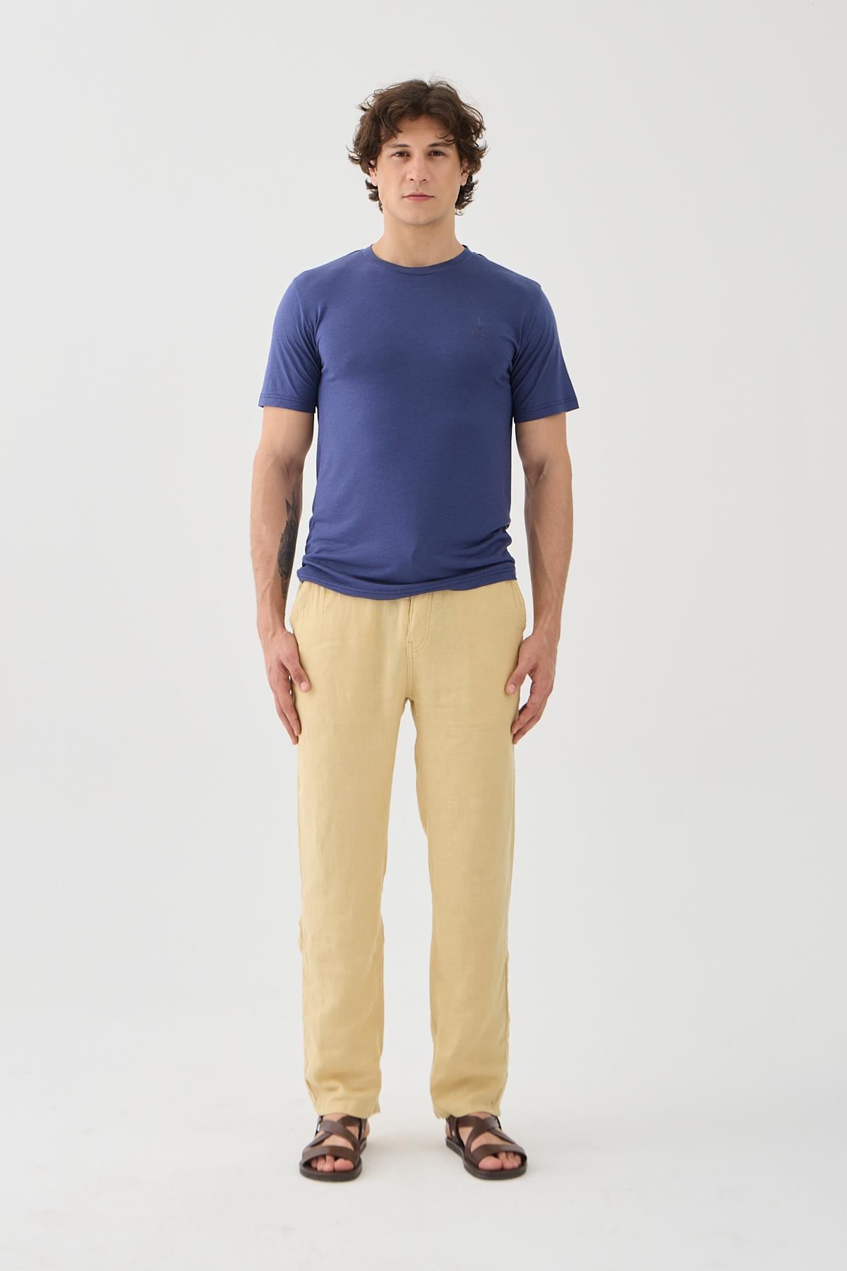 Halikarnas Keten Sarı Jogger Pantalon