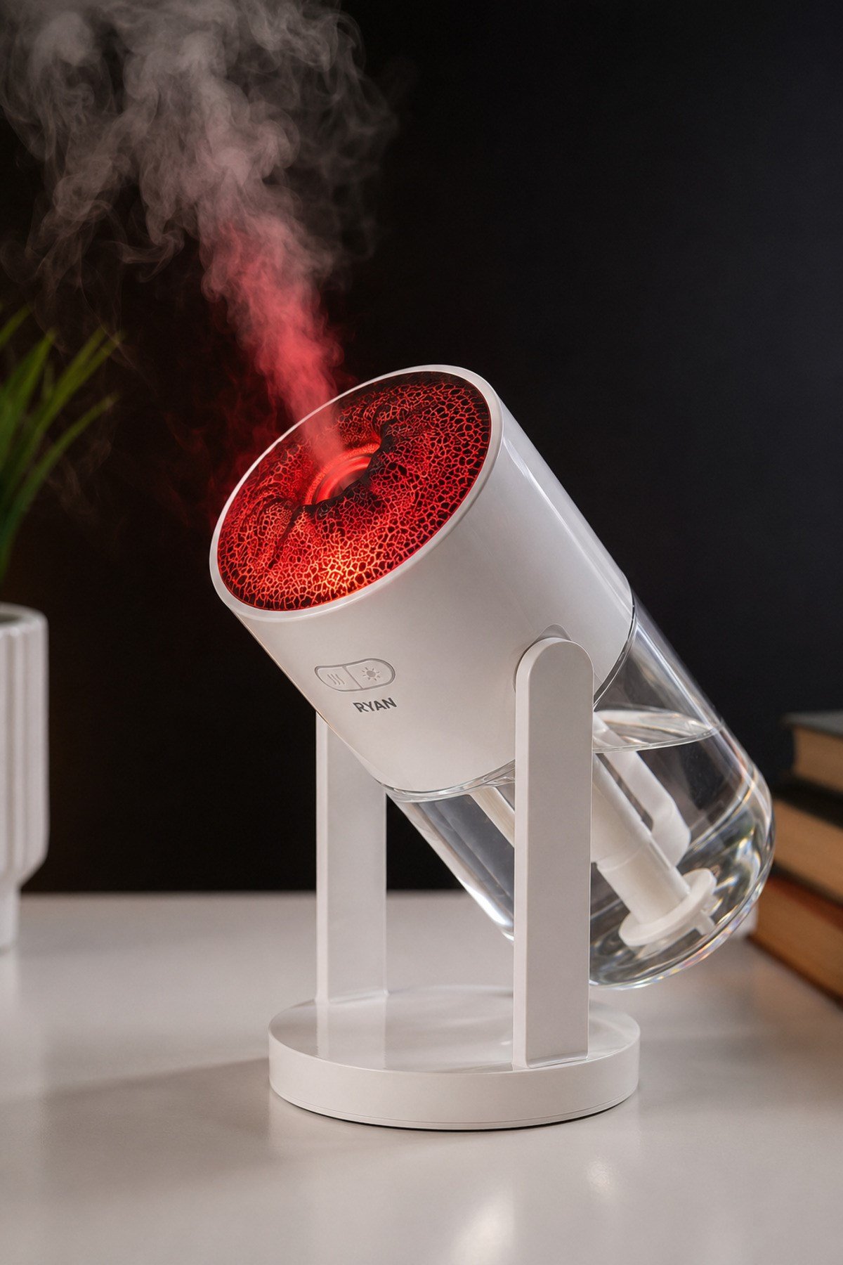 Alev Efektli Hava Nemlendirici 280 ML – Ultrasonik Sessiz Aroma Difüzör, LED Gece Lambası, Otomatik Kapanma