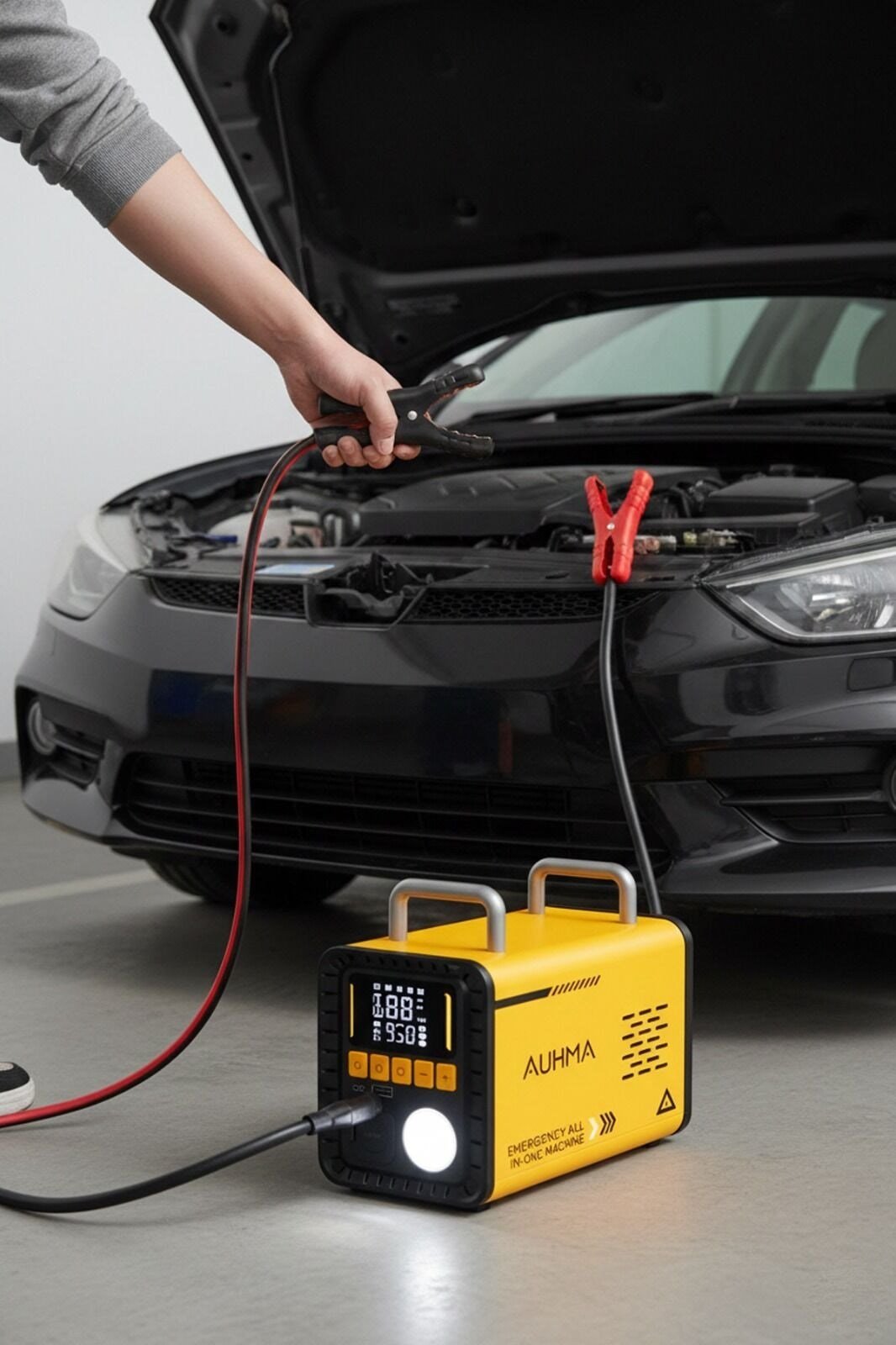 Auhma A8833 16.000 Mah 5'i 1 Arada Akü Takviyeli Şarjlı Hava Pompası Powerbank Dijital Fener & Üfleme Vakum