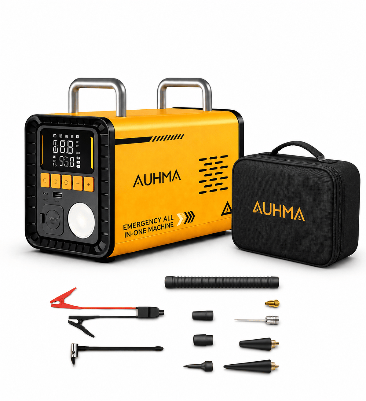 Auhma A8833 16.000 Mah 5'i 1 Arada Akü Takviyeli Şarjlı Hava Pompası Powerbank Dijital Fener & Üfleme Vakum