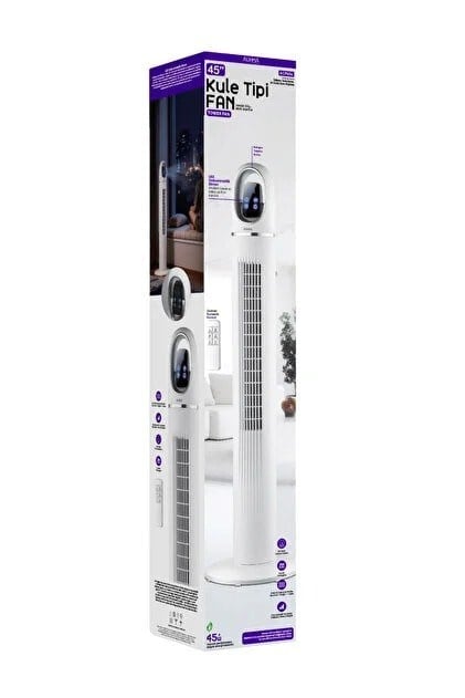 Auhma ACFN06 Kule Tipi Vantilatör 45W Uzaktan Kumandalı Sessiz Vantilatör Dokunmatik LED Ekranlı 3 Modlu