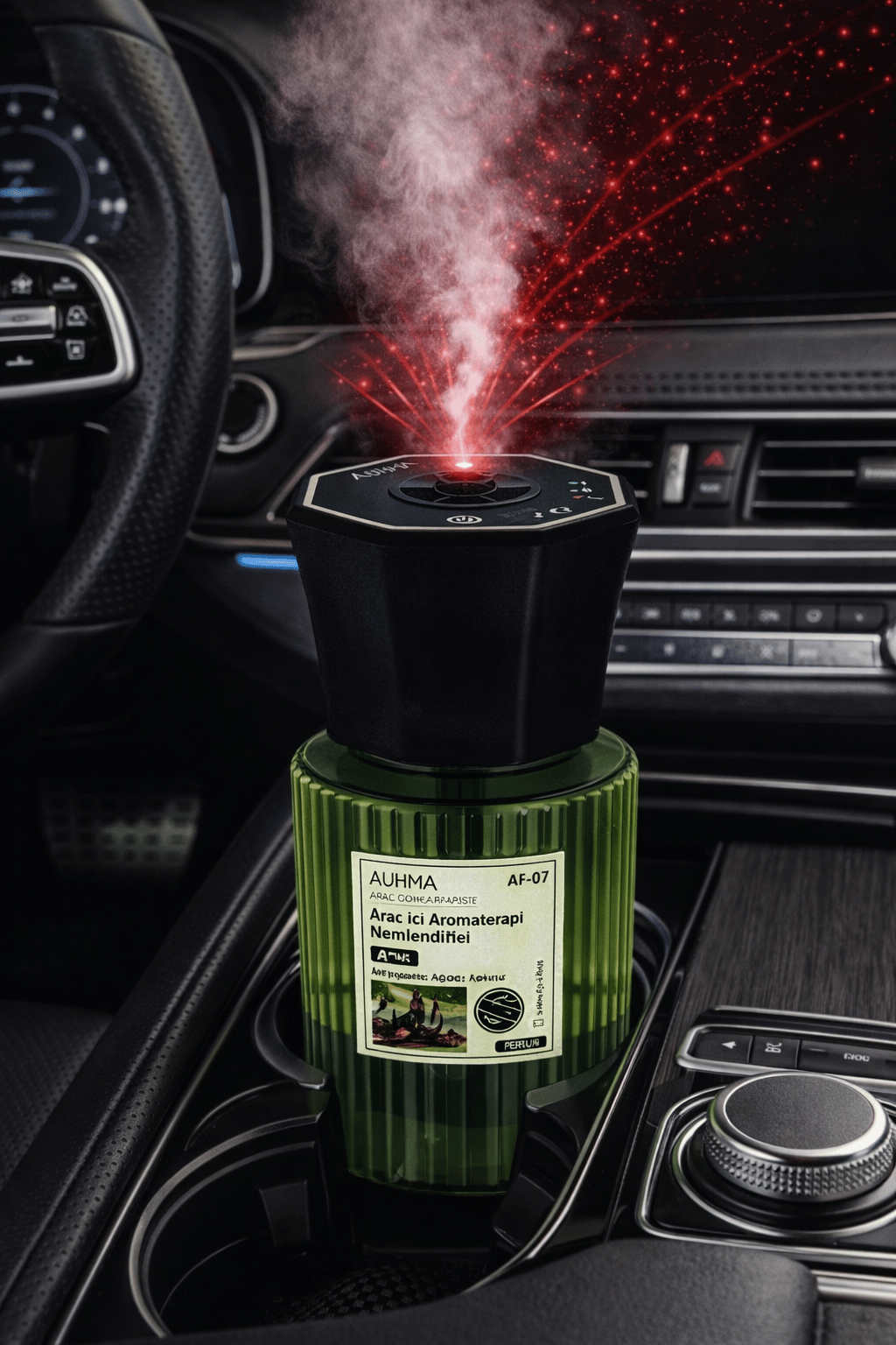 Auhma AF-07 Araç İçi Hava Nemlendirici & Koku Makinesi Ebony Esansı – 120ml Aromaterapi Difüzör Araç Kokusu