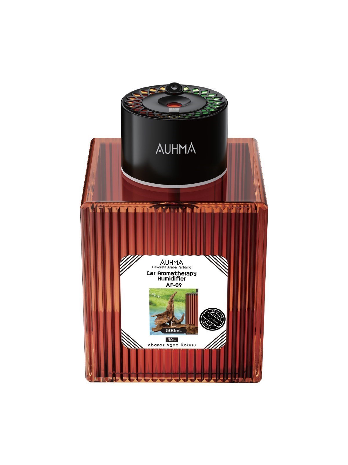 Auhma AF-09 Araç İçi Hava Nemlendirici & Koku Makinesi Mandalina Esansı – 500ml Aromaterapi Difüzör + RGB Işıklı