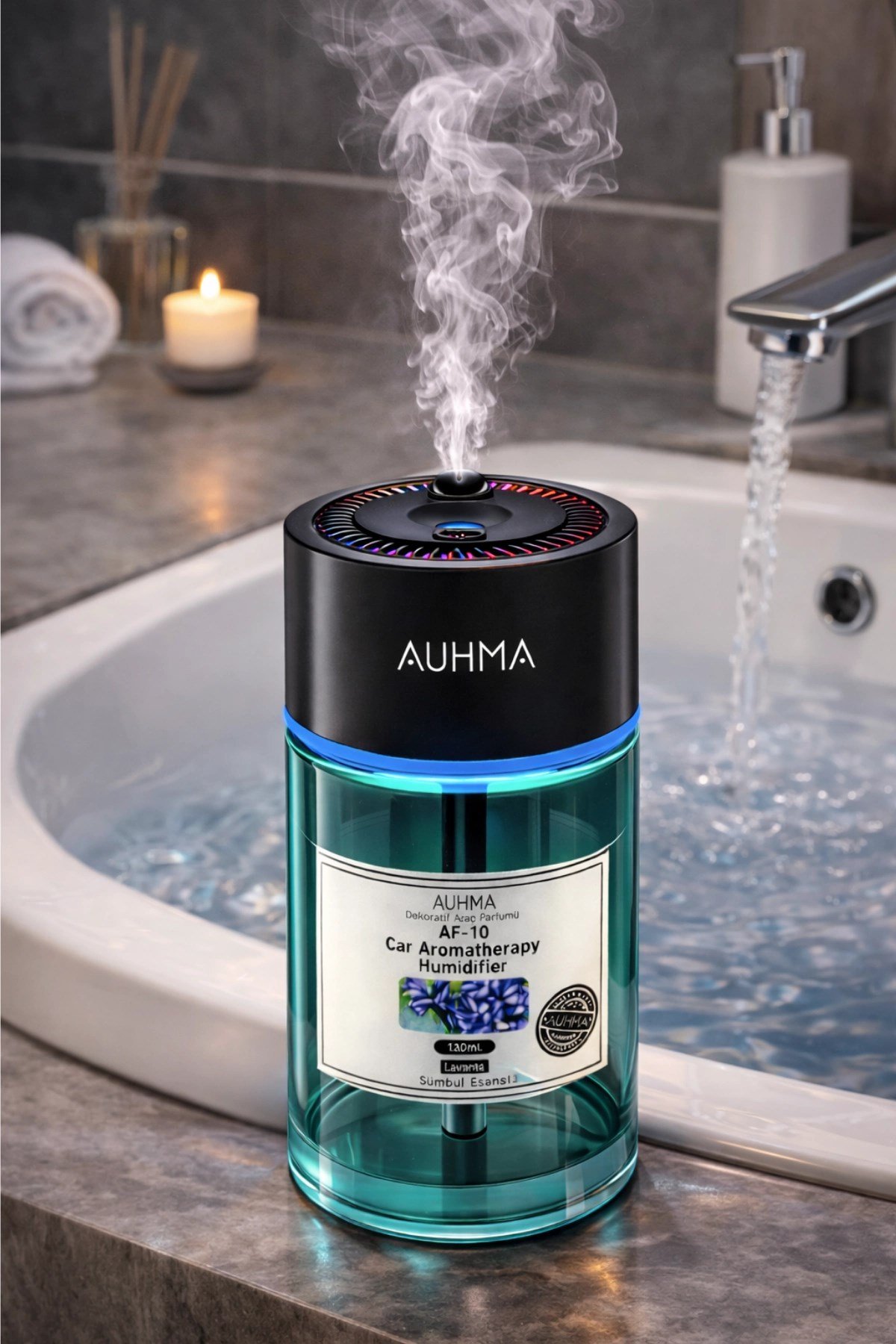 Auhma AF-10 Araç İçi Hava Nemlendirici & Koku Makinesi Blue Ocean Esansı – 120ml Aromaterapi Difüzör Araç Kokusu