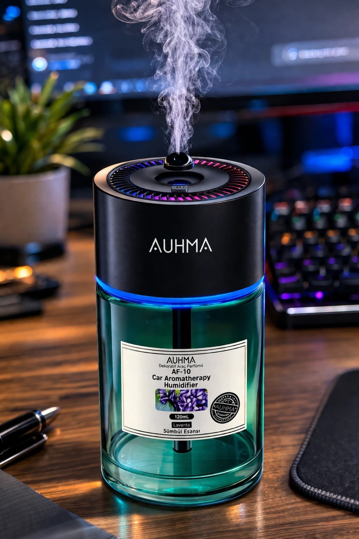 Auhma AF-10 Araç İçi Hava Nemlendirici Ve Koku Makinesi Blue Ocean Esansı – 120ml Aromaterapi Difüzör Araç Kokusu