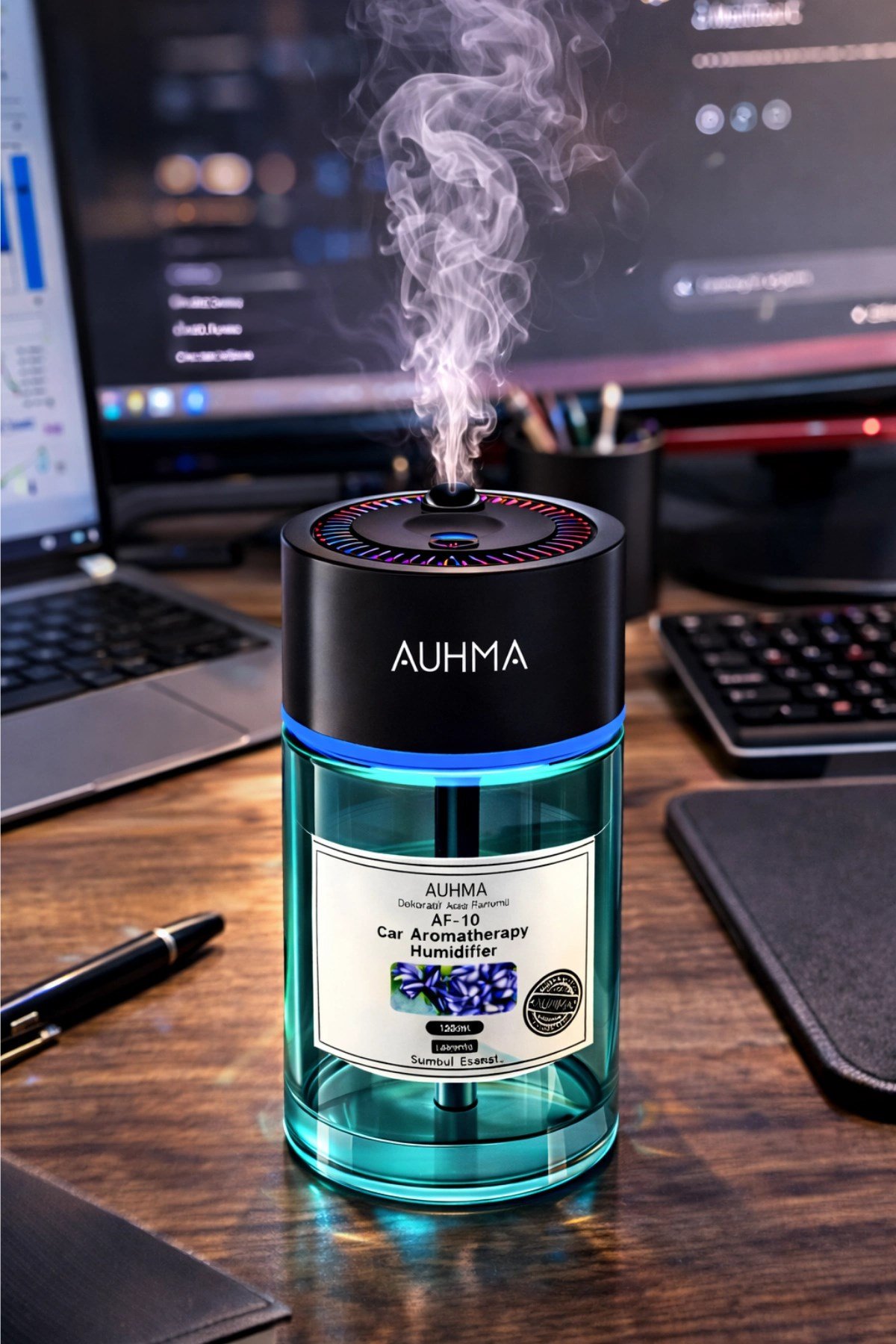 Auhma AF-10 Araç İçi Hava Nemlendirici & Koku Makinesi Blue Ocean Esansı – 120ml Aromaterapi Difüzör Araç Kokusu