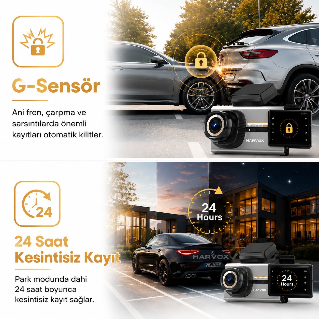 Bagajon , 2K PRO Araç İçi Kamera | Ön İç Arka Kamera WiFi GPS ADAS 24 Saat Park Modu Gece Görüşlü