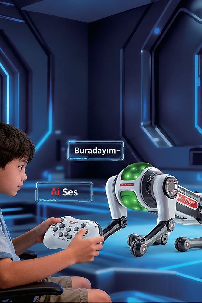 Bagajon BRB1 AI Akıllı Robot Köpek 2.4GHz Uzaktan Kumandalı Sesli Komutlu RGB Işıklı Programlanabilir Akrobatik Oyuncak