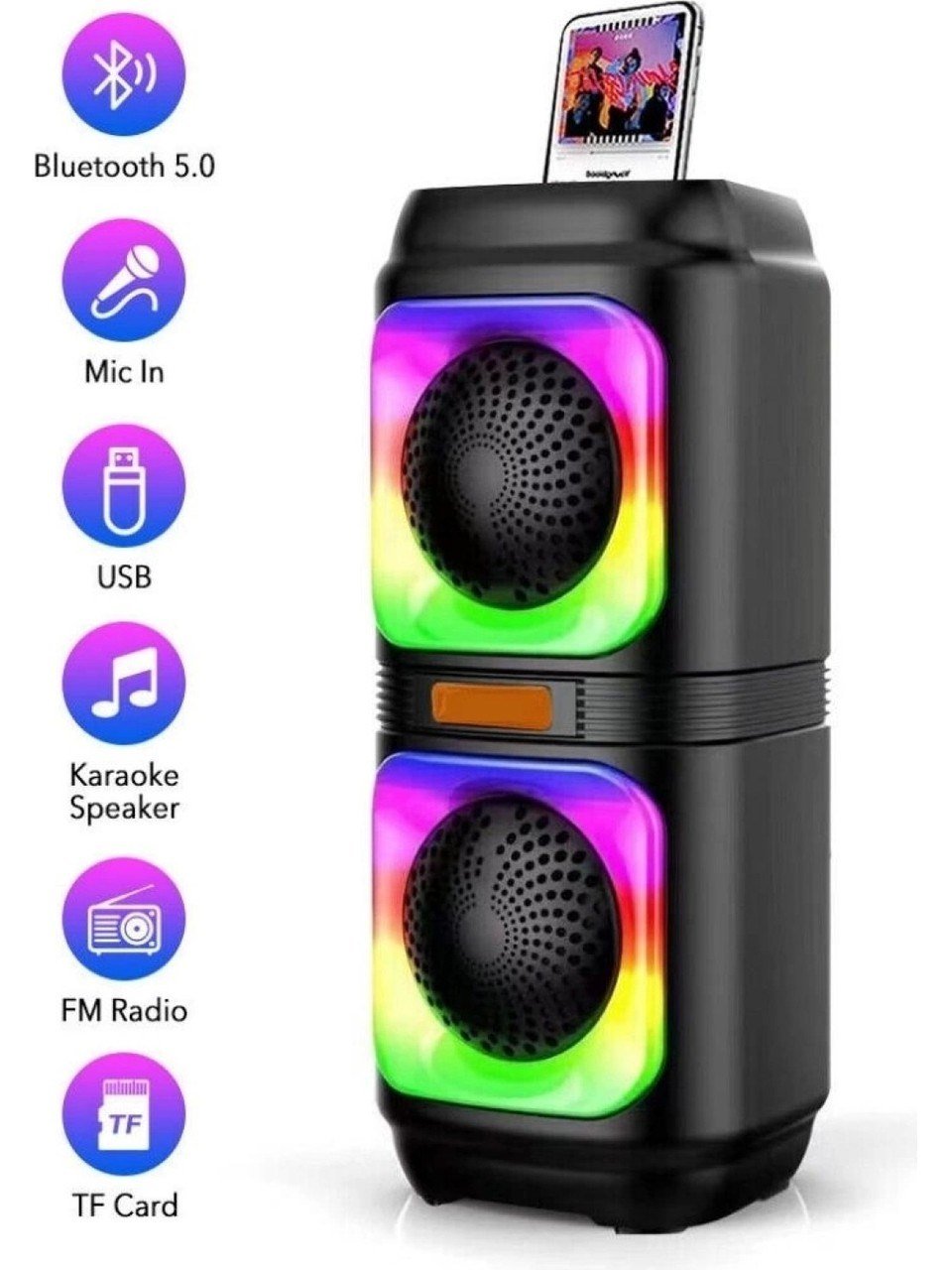 Blic BLS-48 Şarjlı Taşınabilir Bluetooth Hoparlör – Extra Bass, RGB Disko Işıkları, Mikrofonlu