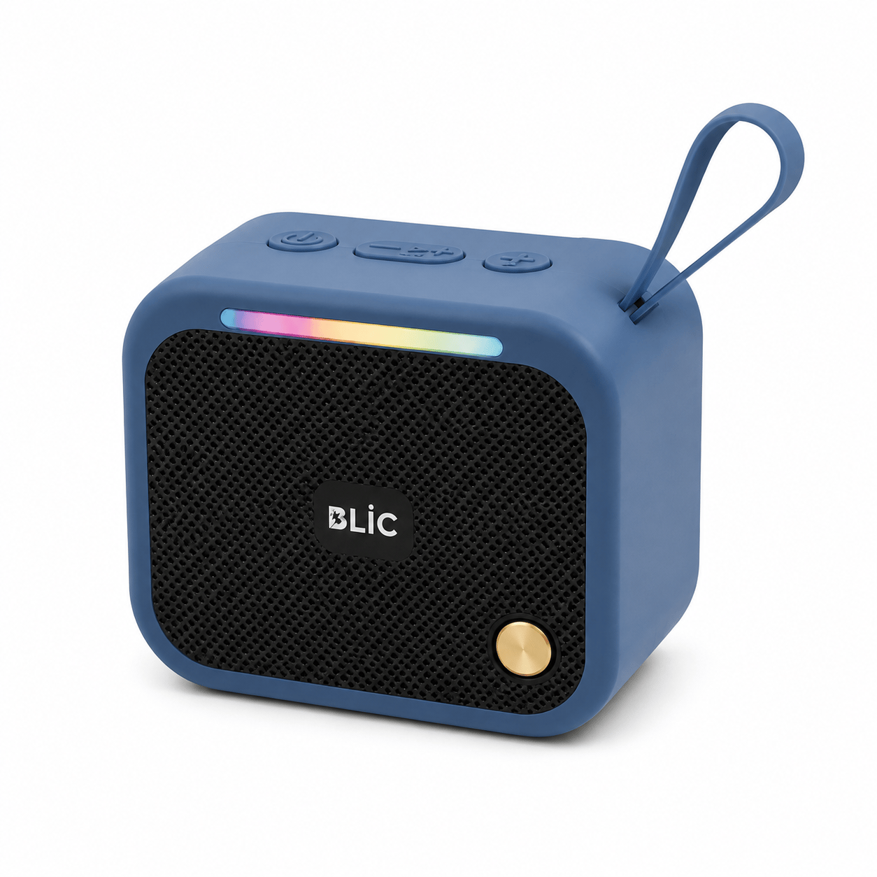 Blic BLS-87 Bluetooth 5.4 Taşınabilir Mini Hoparlör 6W Güçlü Ses LED Işıklı Askı Aparatlı Kablosuz Speaker Mavi