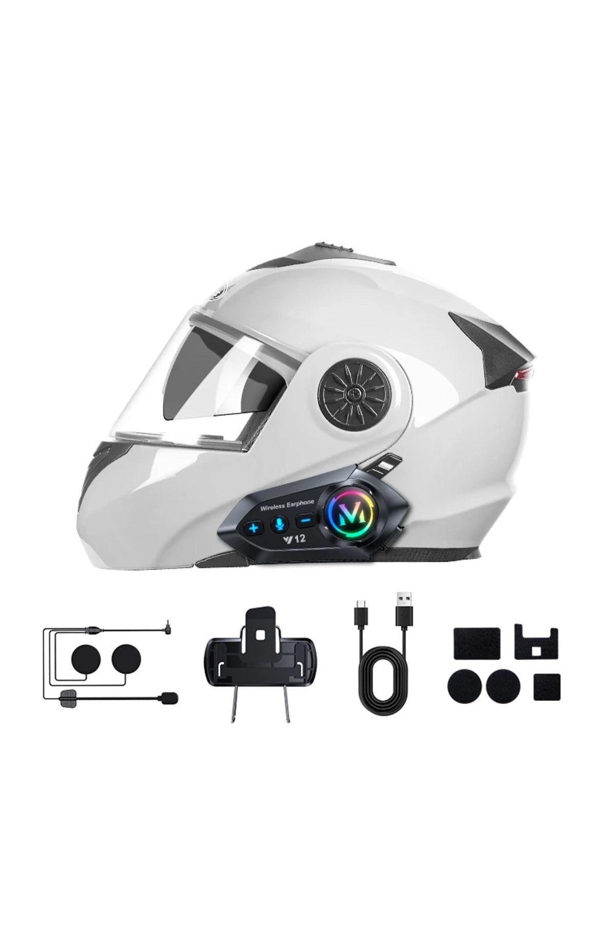 Blic Y12 Motosiklet Kask Intercom Bluetooth 5.4 Kulaklık – Işıklı, Su Geçirmez, Mikrofonlu Müzik ve Telefon Görüşme