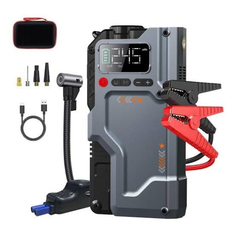 Castu Cs70 Plus Akü Takviye Cihazı | 4'ü 1 Arada Powerbank, Hava Kompresörü, LCD Ekran, 12.000mAh 150PSI