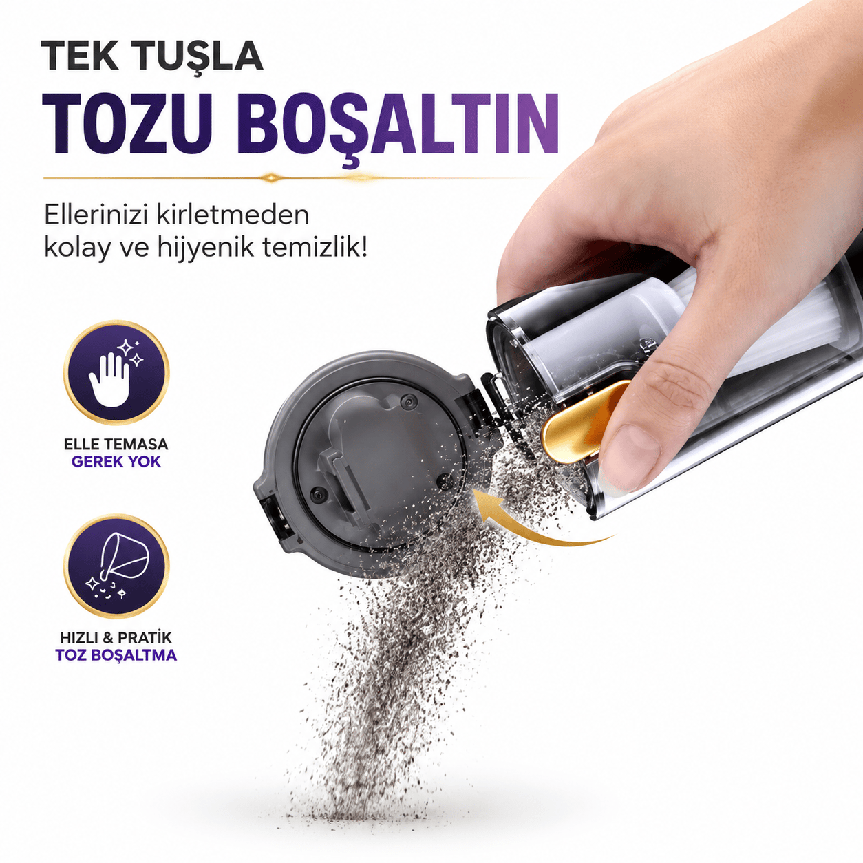 CS86 Plus Max 16.000 PA Şarjlı Kablosuz El Süpürgesi Fırçasız Motorlu Araç Süpürgesi Kahve-Gri