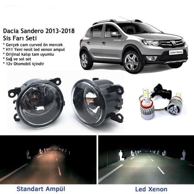 Dacia Sandero 2013-2018 Beyaz Led Xenon Sis Farı Seti