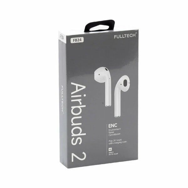 Fulltech Airbuds 2 FB24 Bluetooth Kablosuz Kulaklık ENC Gürültü Azaltma 24 Saat Kullanım Type-C Şarj – Beyaz