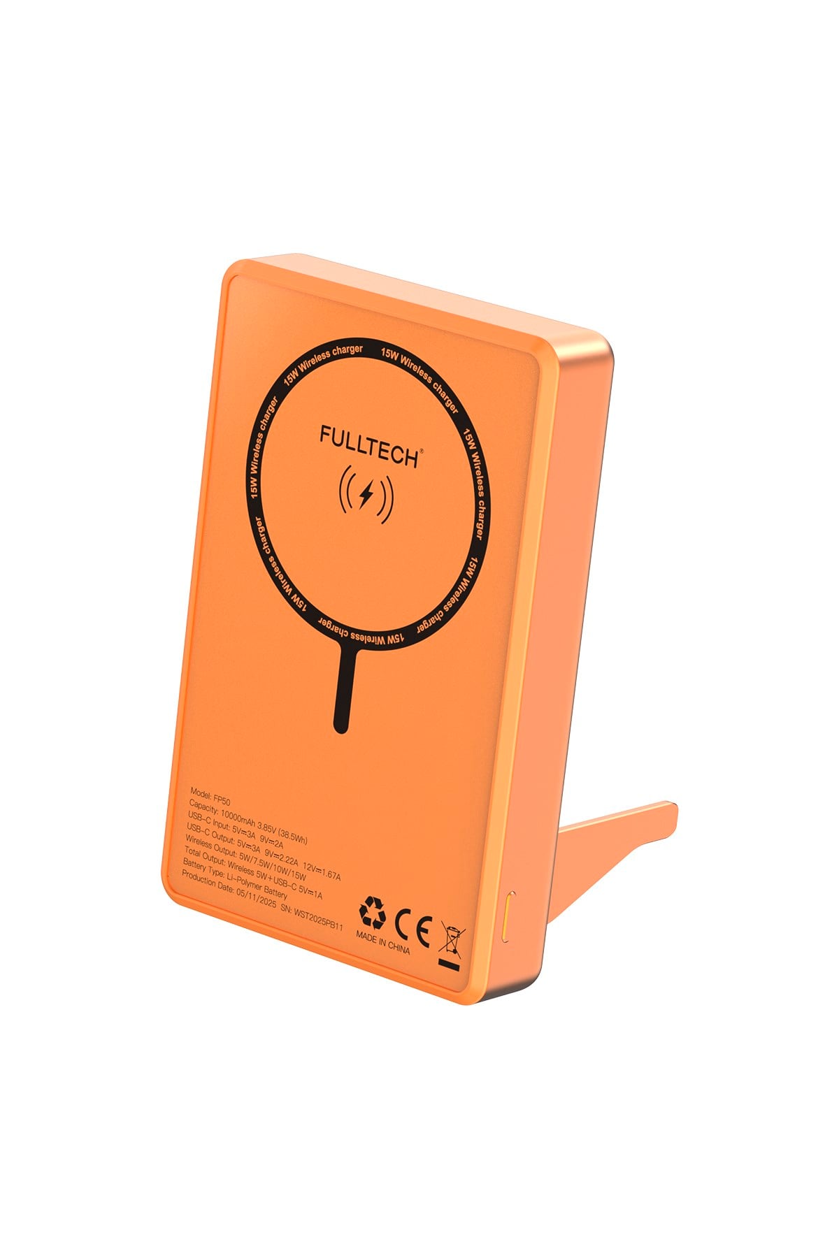 Fulltech FP50 10.000 mAh Hızlı Şarj MagSafe Powerbank Turuncu