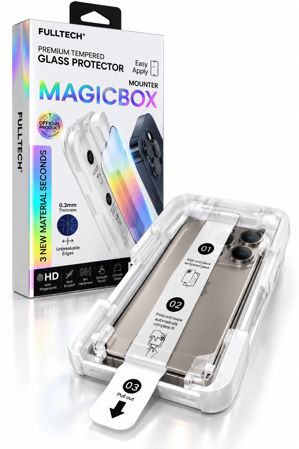 Fulltech MagicBox iphone XR Uyumlu Premium Kırılmaz Cam Ekran Koruyucu – Kolay Uygulama Aparatlı, 0.3 mm, HD Şeffaf