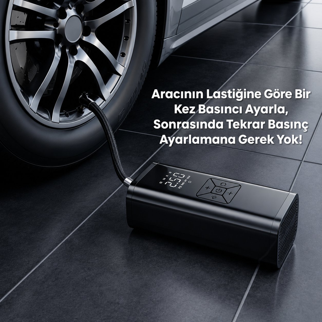 Harvox 6.000 Mah Mobil Hava Kompresörü Led Işıklı Şarjlı Digital Gösterge Araç Lastik Şişirme 150 PSI