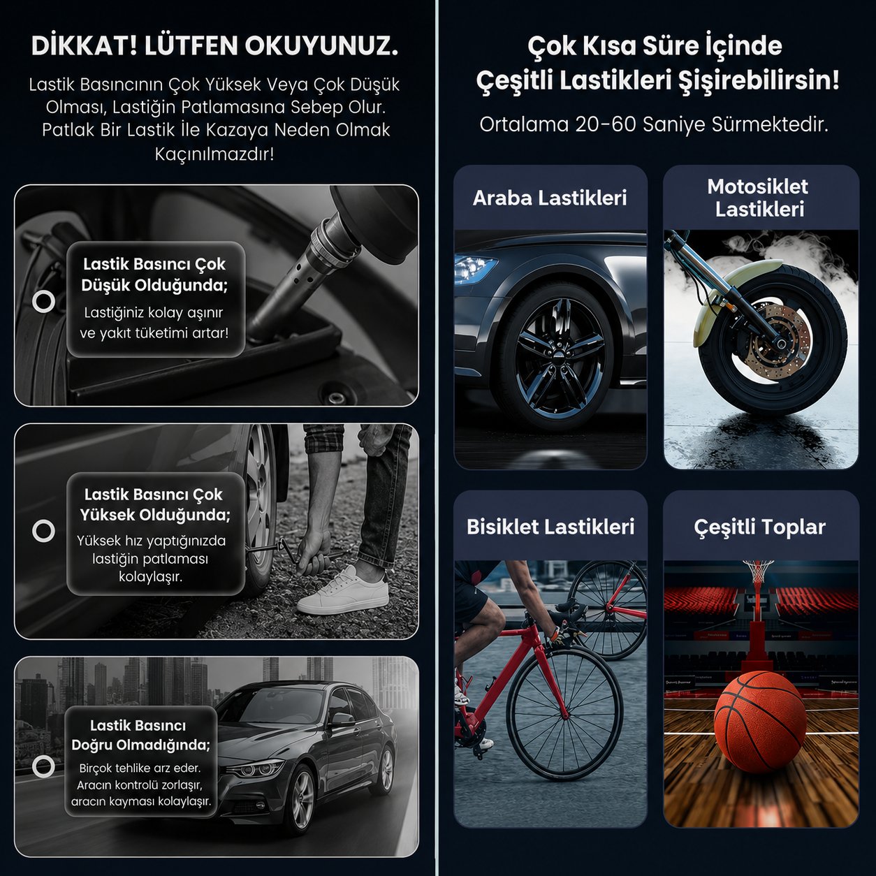 Harvox 6.000 Mah Mobil Hava Kompresörü Led Işıklı Şarjlı Digital Gösterge Araç Lastik Şişirme 150 PSI