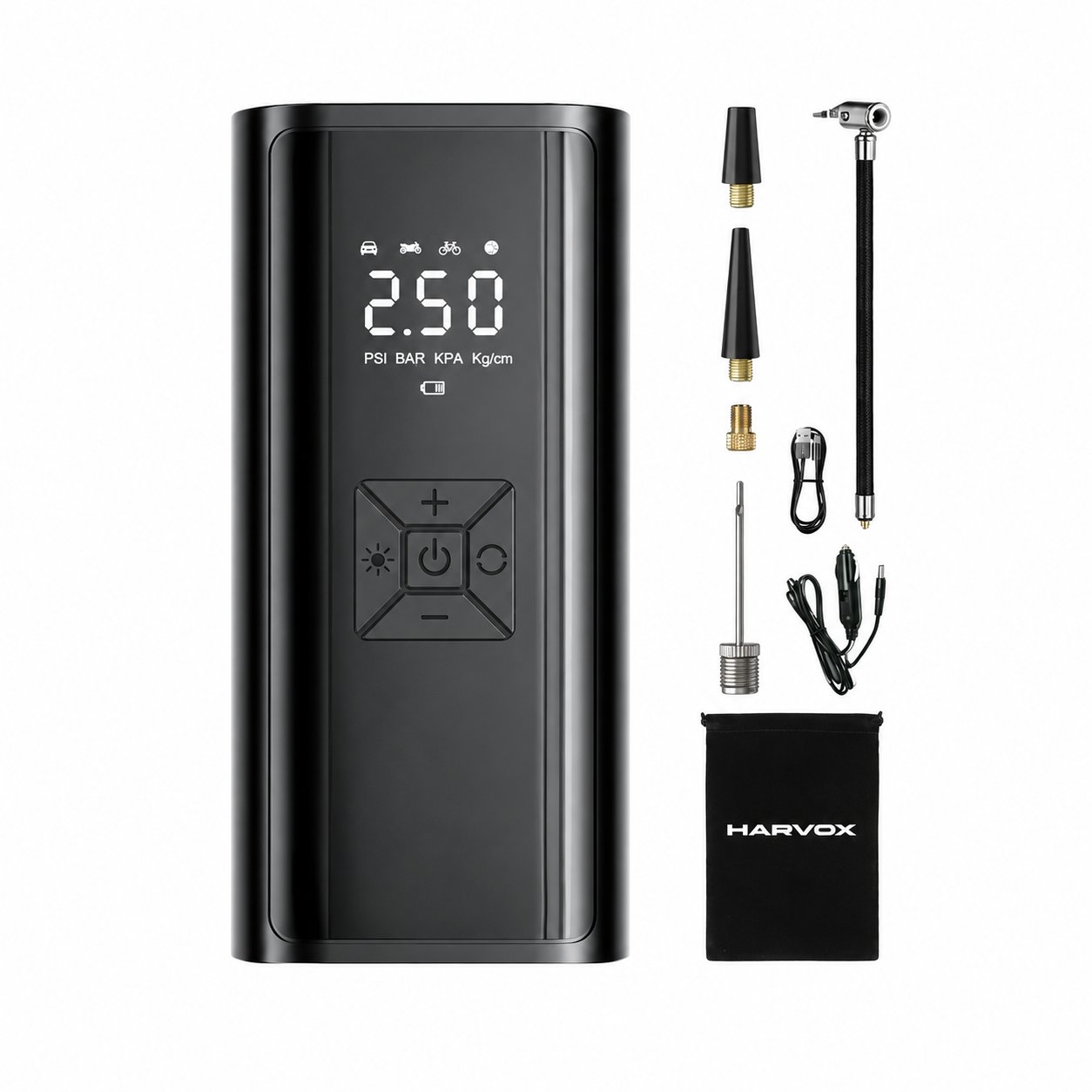 Harvox 6.000 Mah Mobil Hava Kompresörü Led Işıklı Şarjlı Digital Gösterge Araç Lastik Şişirme 150 PSI