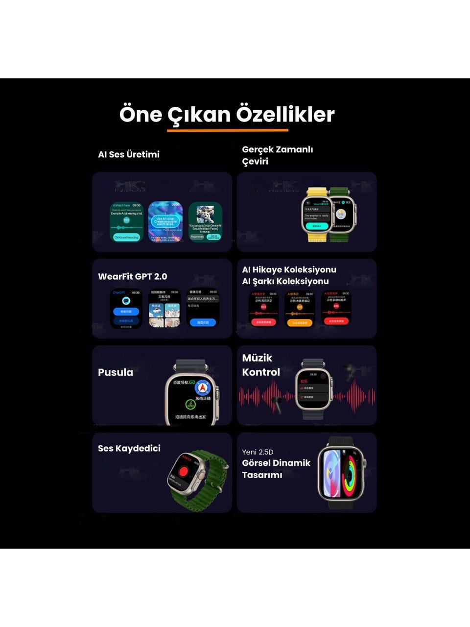 Harvox Hk 11 Ultra 3 Amoled Akıllı Saat Iphone ve Android Tüm Telefonlara Uyumlu 49 mm Gümüş