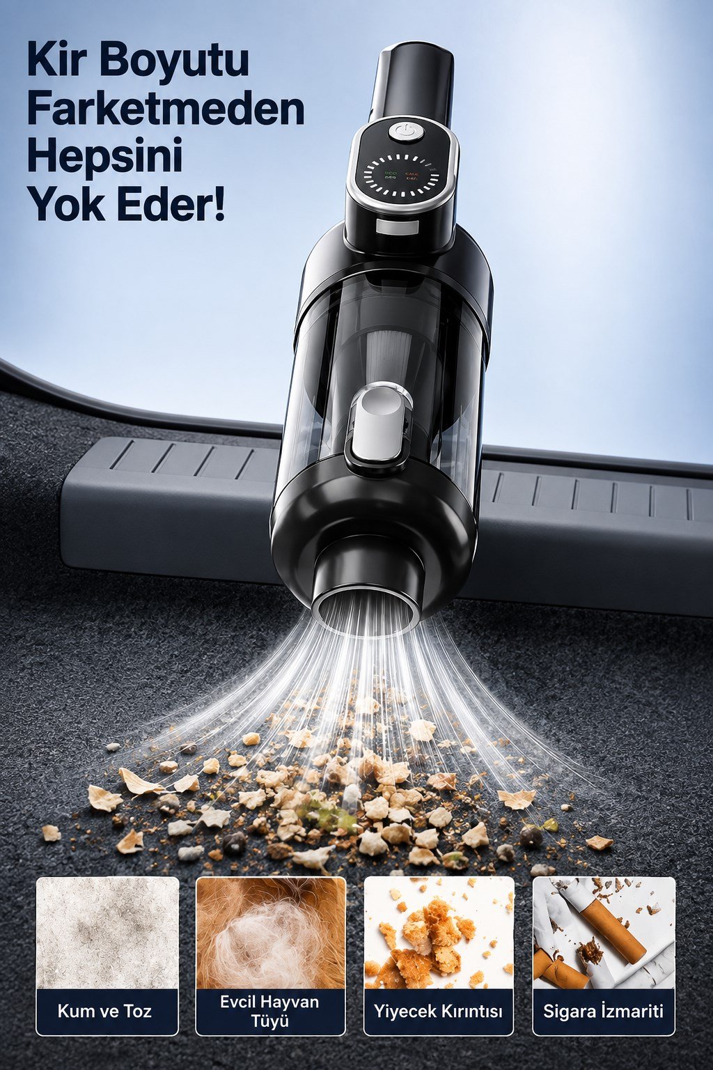 Harvox HX-VC006 Araç Içi Süpürge 22.000PA Güçlü Vakum ve Üfleme Özelliği Kablosuz Taşınabilir 6000MAH Bataryalı