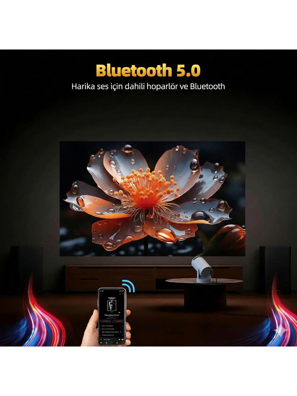 Harvox HY300 Pro Max Bataryalı Projeksiyon – Kablosuz Kullanım, Elektrik Olmadan Sinema Keyfi, 4K Destekli, Wifi 6, Bluetooth 5.0, Otomatik Focus