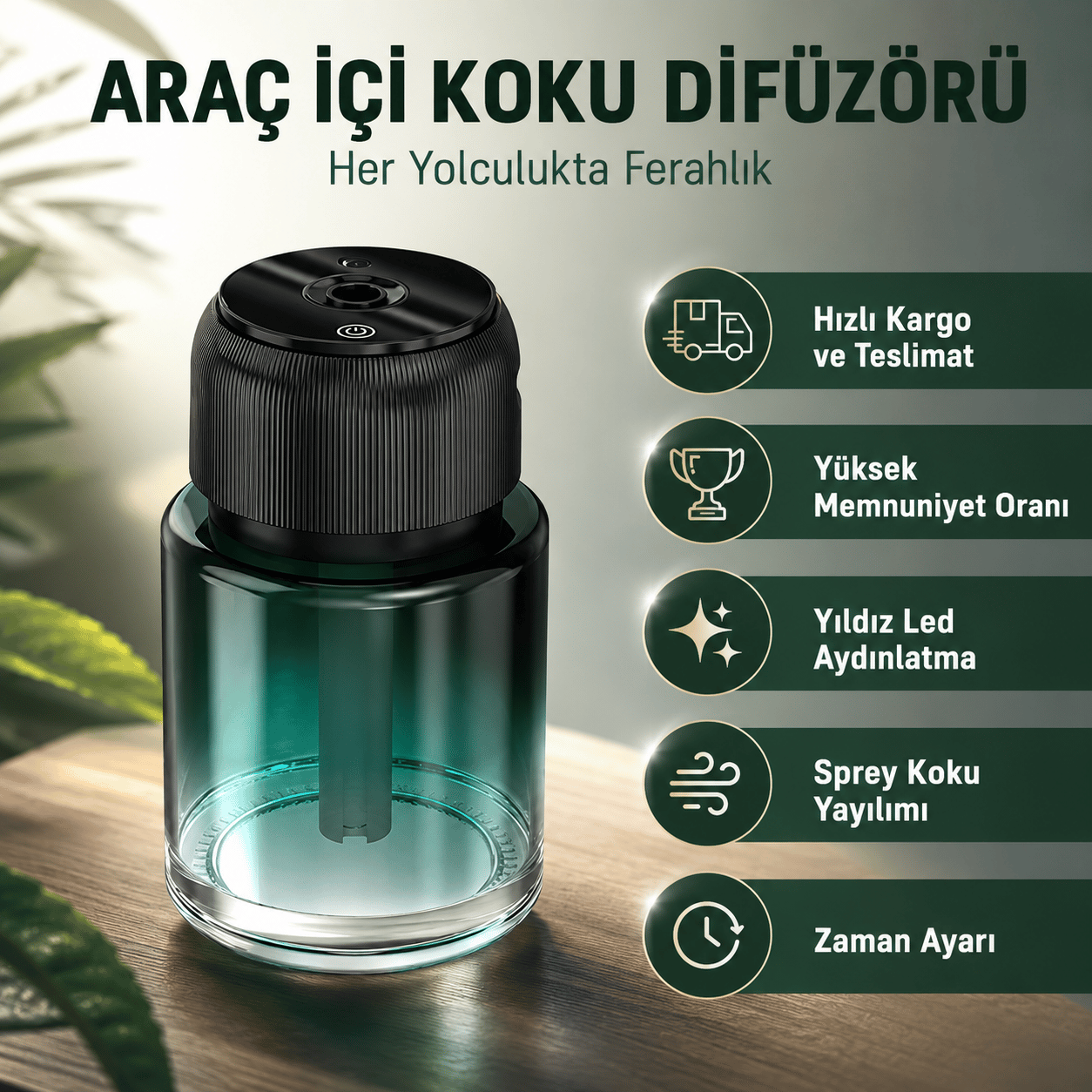 Harvox Şarjlı Yıldız Tavan Efektli Araç ve Ofis İçi Buharlı Nemlendirici Koku Araç Parfümü 160 ML
