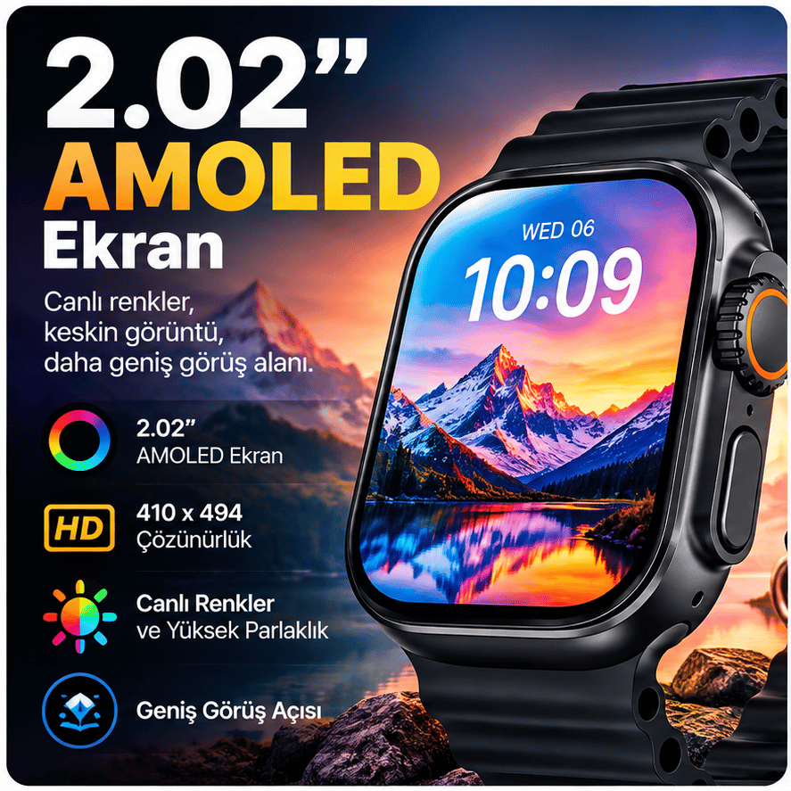 HK12 Ultra 4 AI Akıllı Saat 2.02” AMOLED, ChatGPT, 21 Dil AI Çeviri, WhatsApp Yanıtlama, Bluetooth Arama, IP67-Gümüş