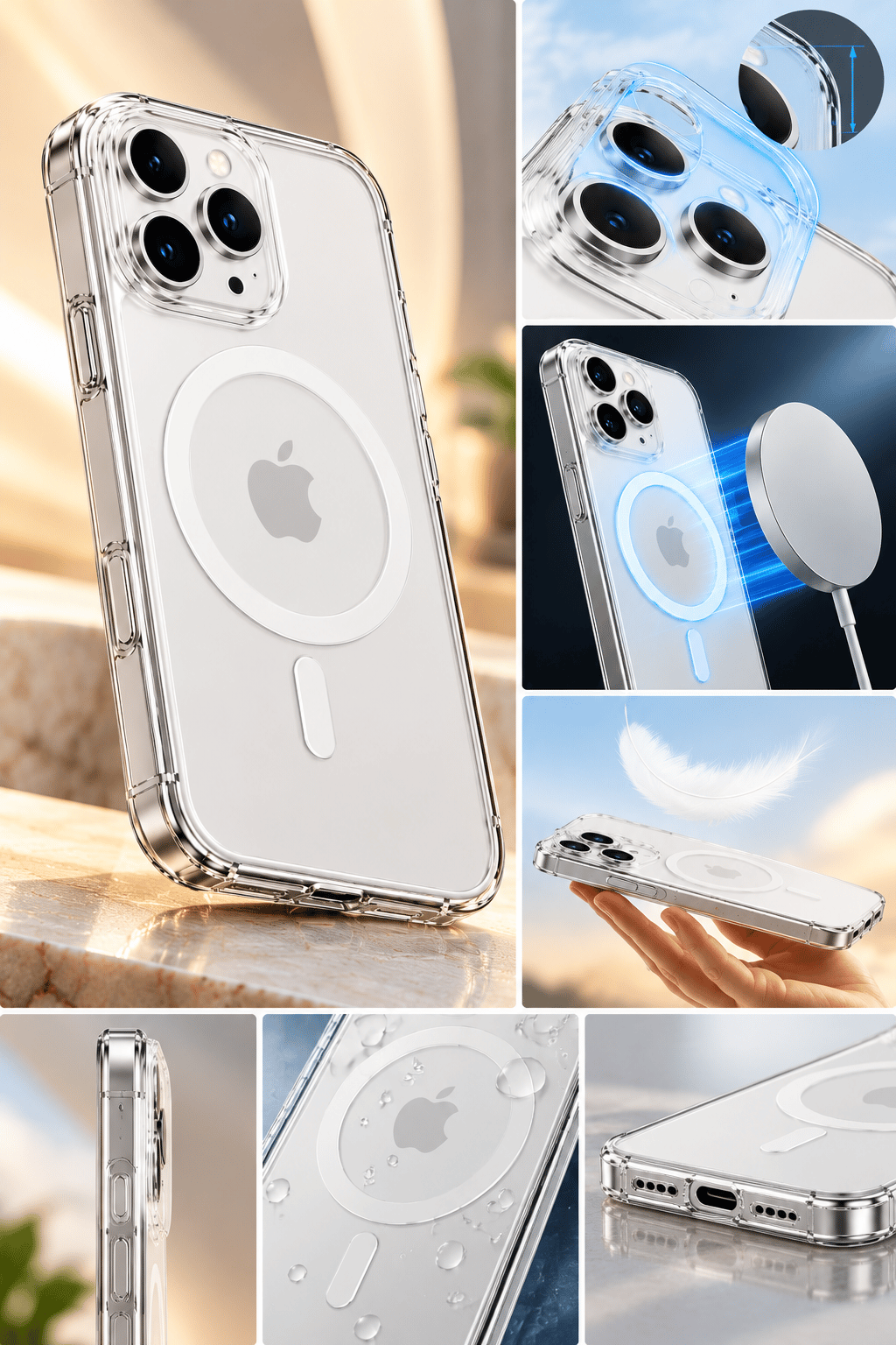 iphone 15 Pro Max Premium Şeffaf Telefon Kılıfı MagSafe Uyumlu | 15 g Ağırlıkla Ultra Hafif | Kamera Kenarı Korumalı
