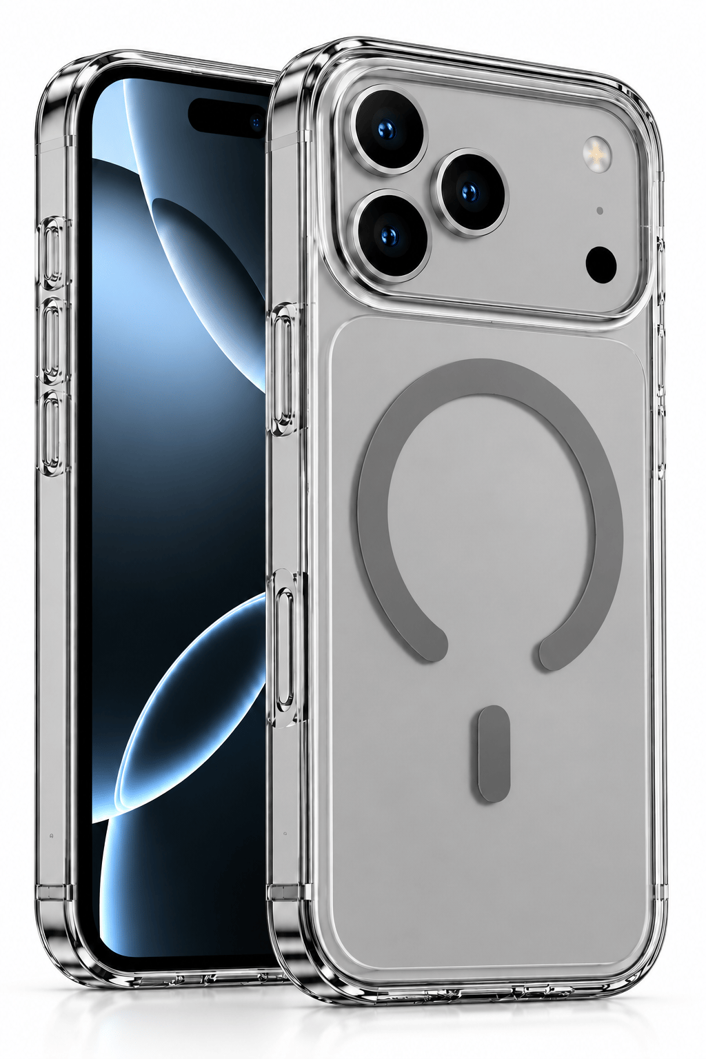 iphone 16 Pro Max Premium Şeffaf MagSafe Telefon Kılıfı – Güçlü Manyetik Şarj Destekli, Darbe Emici, 2 mm Yükseltilmiş Kenar, Kamera Korumalı – Titanyum Grey