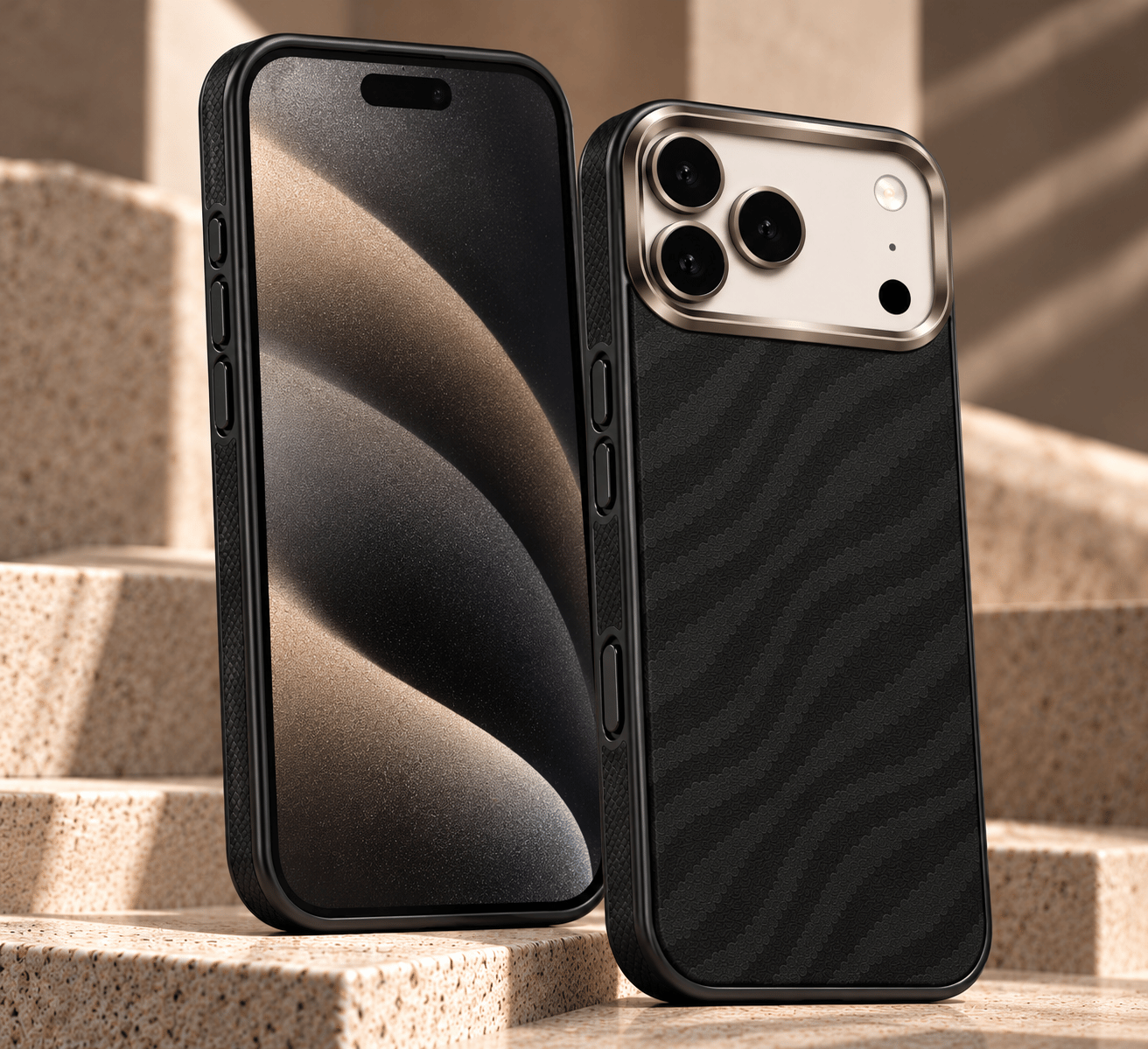 iPhone 17 Pro Max Premium MagSafe Uyumlu Alüminyum Çerçeveli Metal Kamera Korumalı Telefon Kılıfı- Bambu Siyah