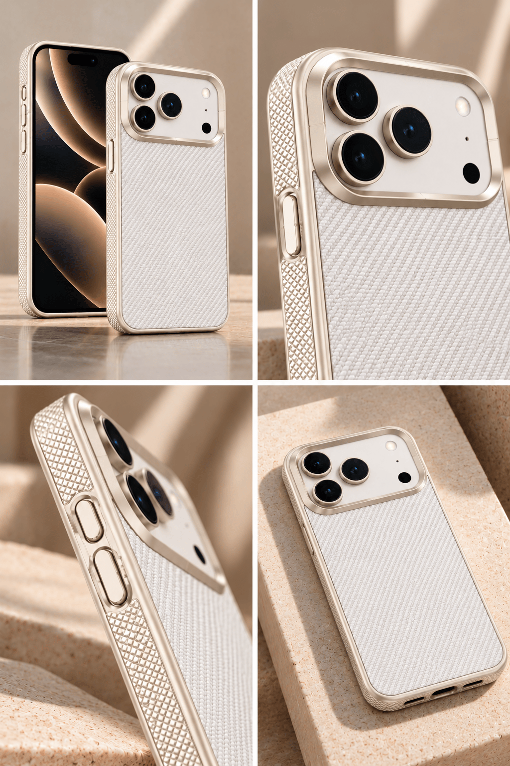 iPhone 17 Pro Premium MagSafe Uyumlu Alüminyum Çerçeveli Metal Kamera Korumalı Telefon Kılıfı - Beyaz