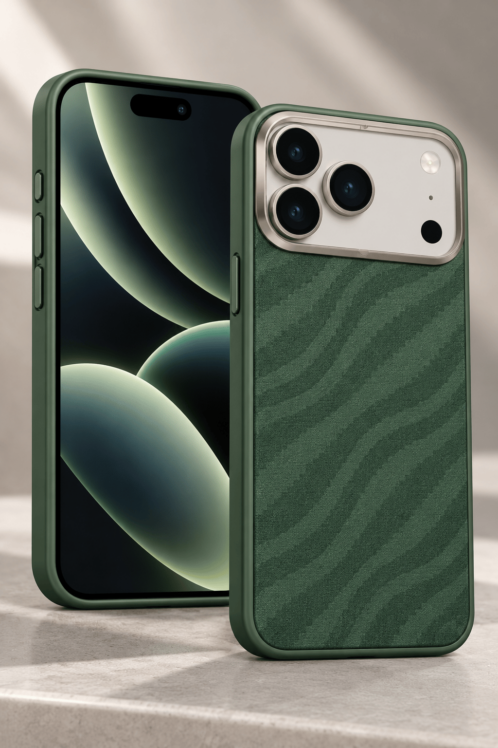 iPhone 17 Pro Premium MagSafe Uyumlu Alüminyum Çerçeveli Metal Kamera Korumalı Telefon Kılıfı- Bambu Yeşil