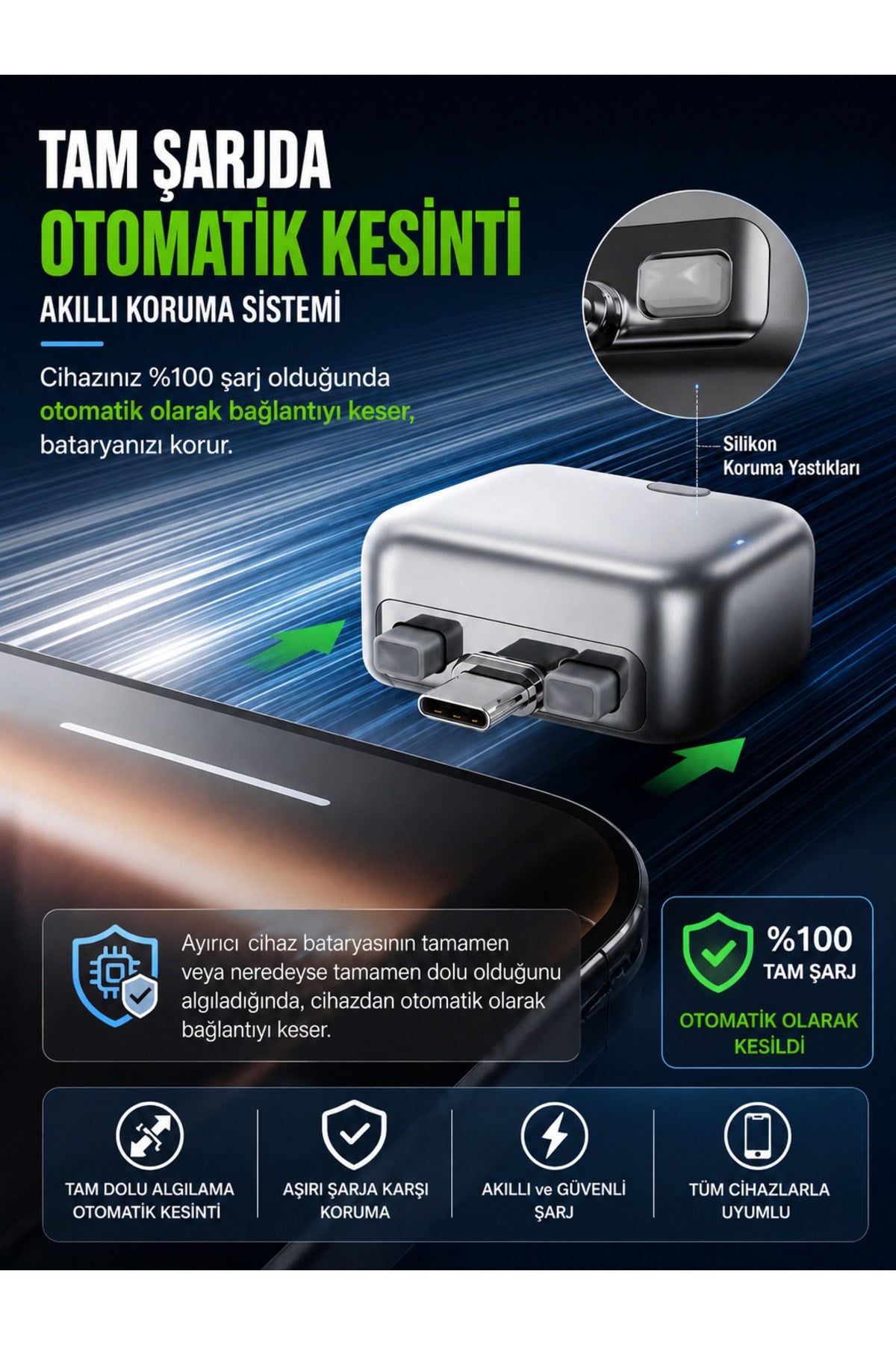 KH-51 140W USB-C Akıllı Şarj Kesici | Otomatik Güç Kesme Adaptörü