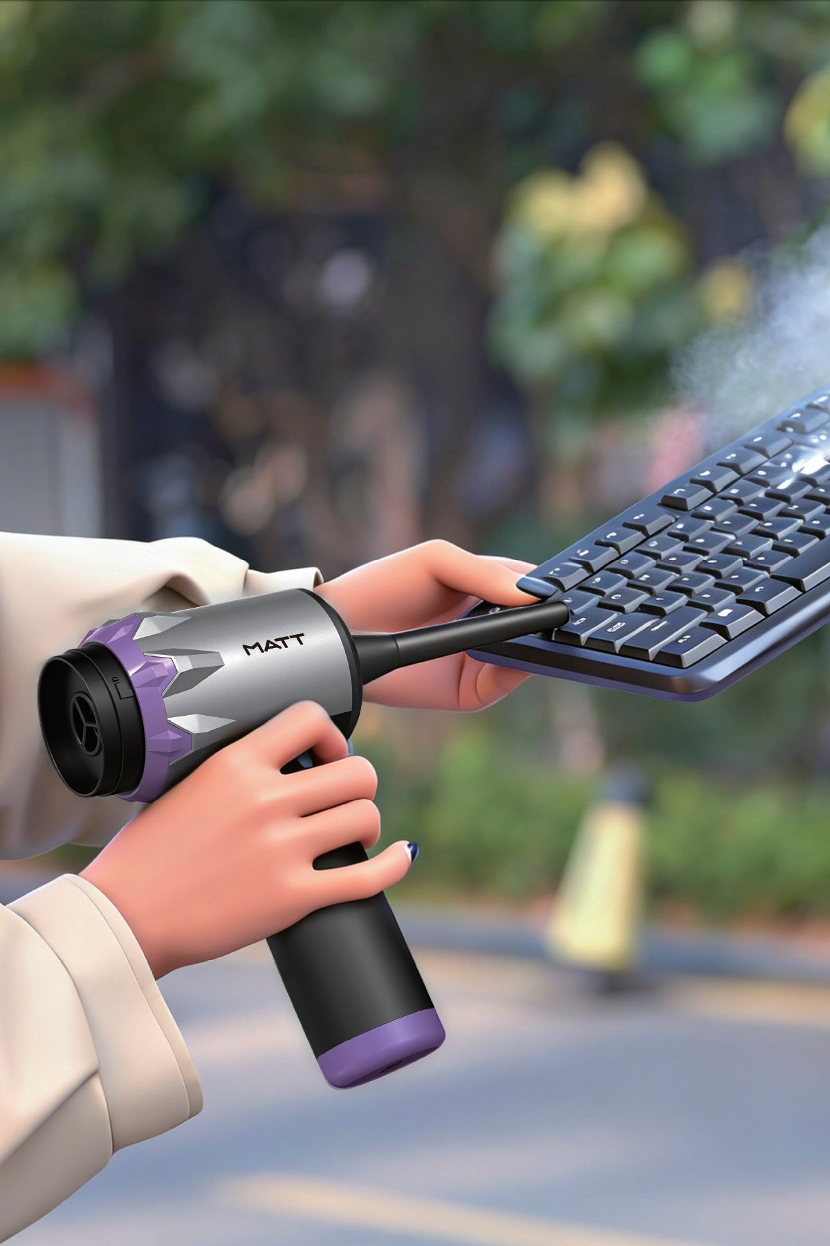MATT MCV22 9000mAh Güçlü Bataryalı Araç Süpürgesi 22.000Pa Kablosuz Şarjlı El Tipi 220W Vakum & Üfleme Mor