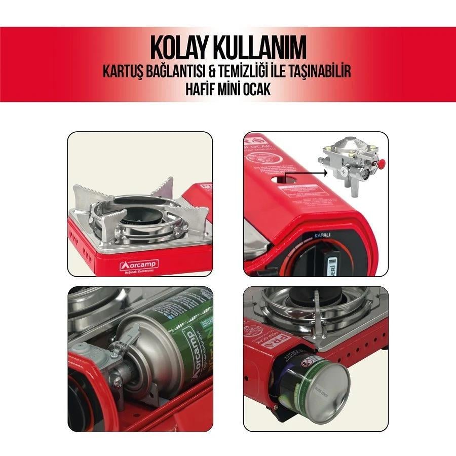 Orcamp Mini Çantalı Kamp Ocağı Kırmızı