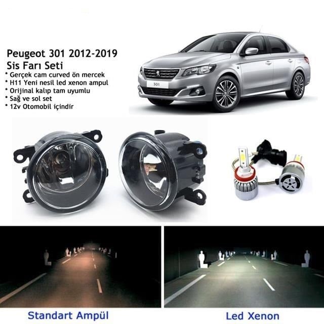 Peugeot 301 2012-2019 Beyaz Led Xenon Sis Farı Seti