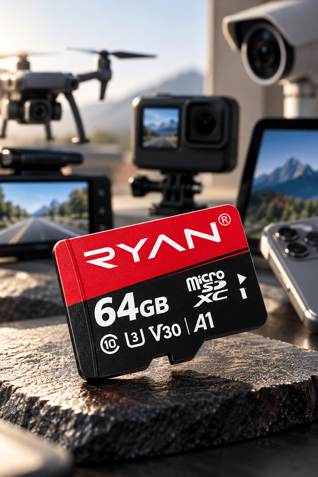 Premium 64 GB MicroSDXC Hafıza Kartı Class 10 U3 V30 A1 – 100 MB/s Okuma Hızı, 4K Destekli, SD Adaptörlü