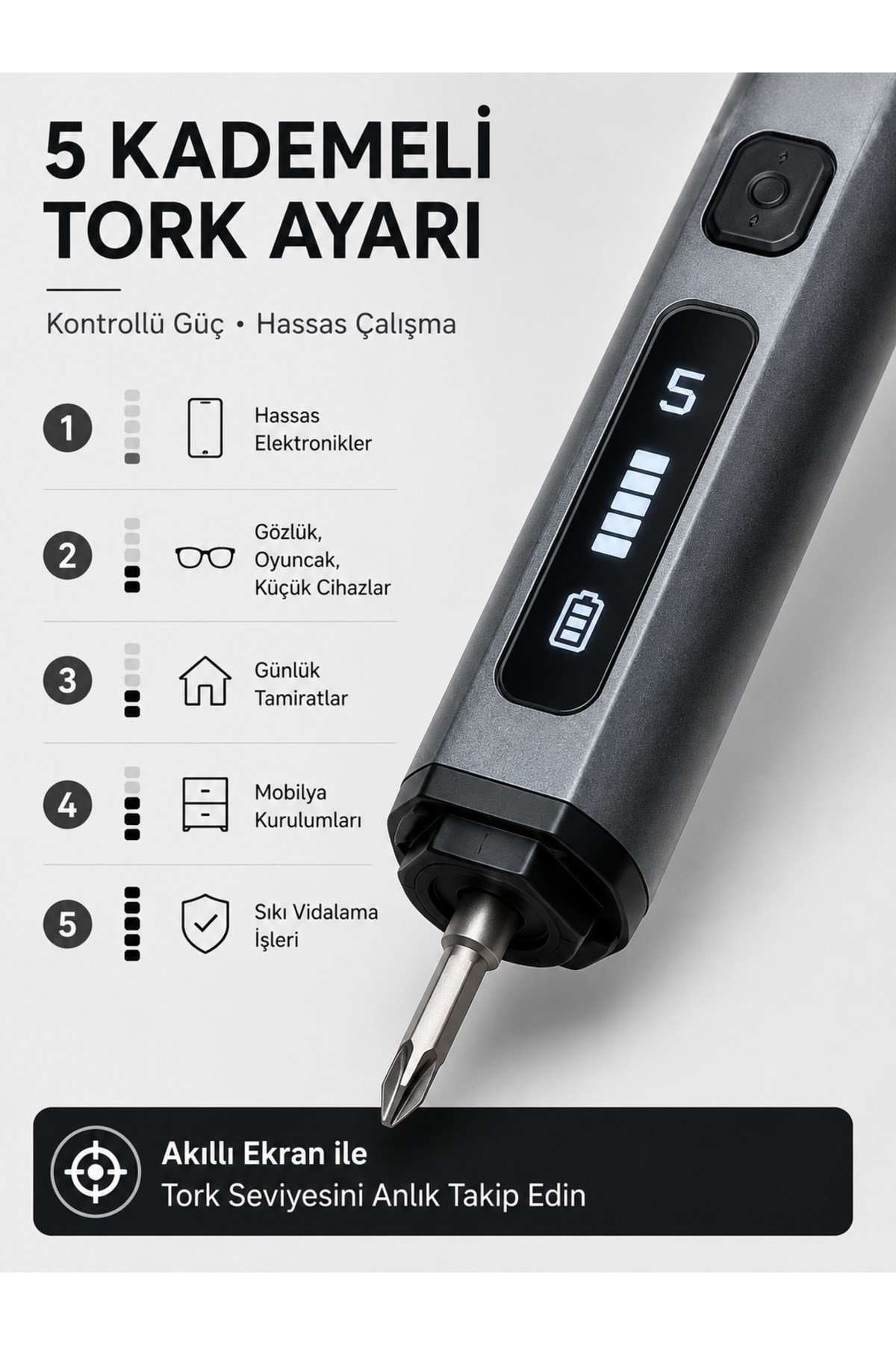 Ryan 68 Parça Elektrikli Hassas Tornavida Seti – Şarjlı, Dijital Ekranlı, 5 Kademe Torklu Telefon Laptop Tamir Kiti