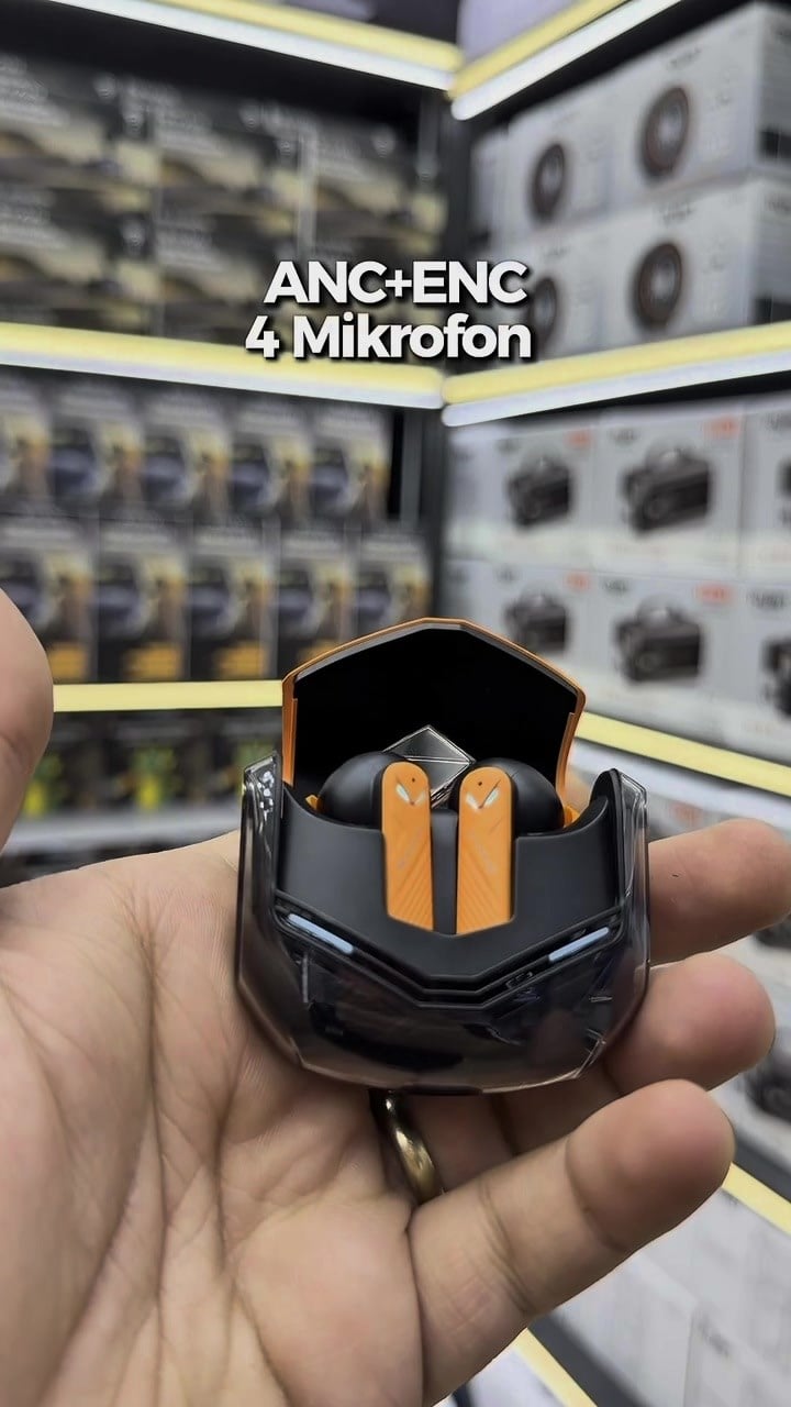 Ryan Pro ANC ENC Kablosuz Bluetooth 5.3 Kulaklık 4 Mikrofonlu Gürültü Engelleme Düşük Gecikme Oyun Modu – Turuncu