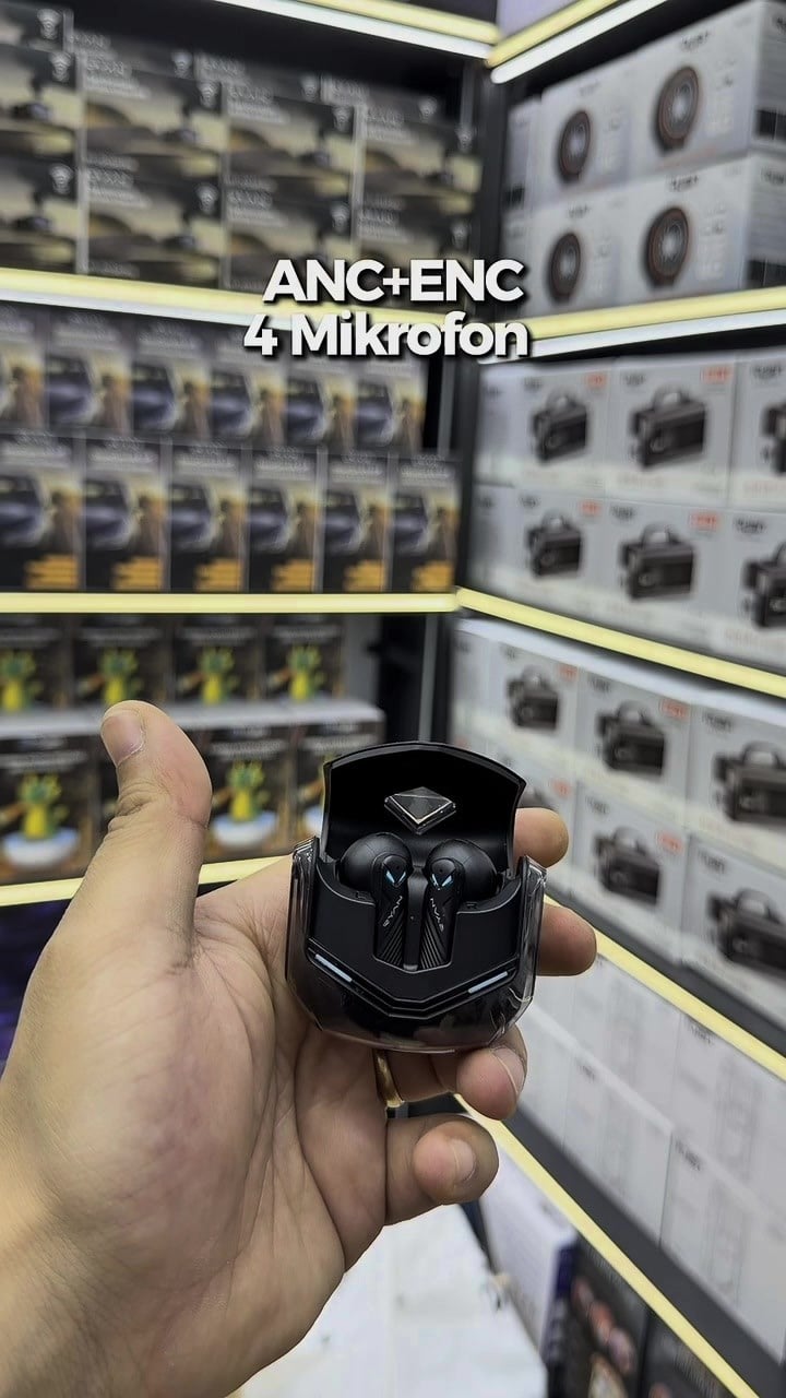Ryan Pro ANC ENC Kablosuz Bluetooth 5.3 Kulaklık 4 Mikrofonlu Gürültü Engelleme Düşük Gecikme Oyun Modu – Siyah