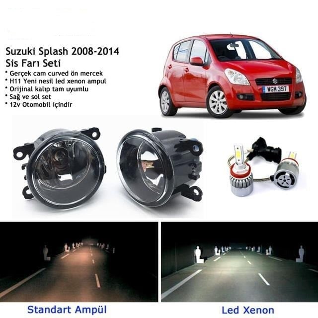 Suzuki Splash 2008-2014 Beyaz Led Xenon Sis Farı Seti