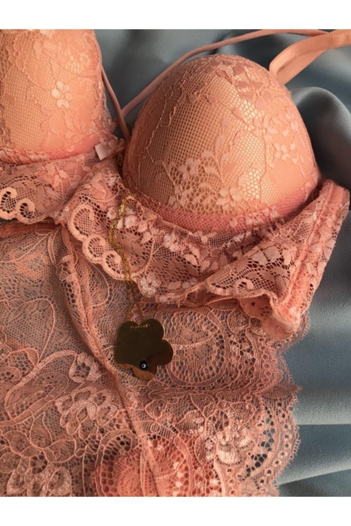  DESTEKLİ DANTELLİ BRALET SOMON SÜTYEN TAKIM