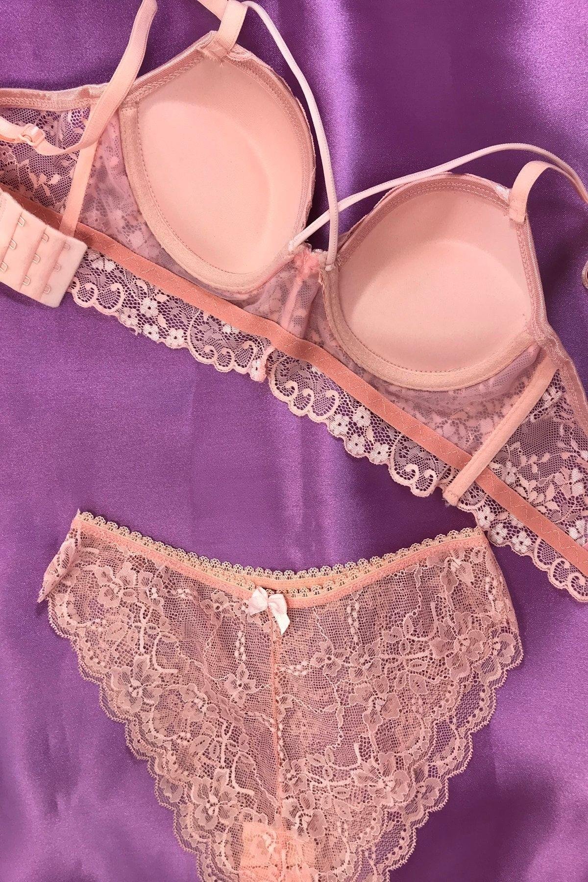  DESTEKLİ DANTELLİ BRALET SOMON SÜTYEN TAKIM